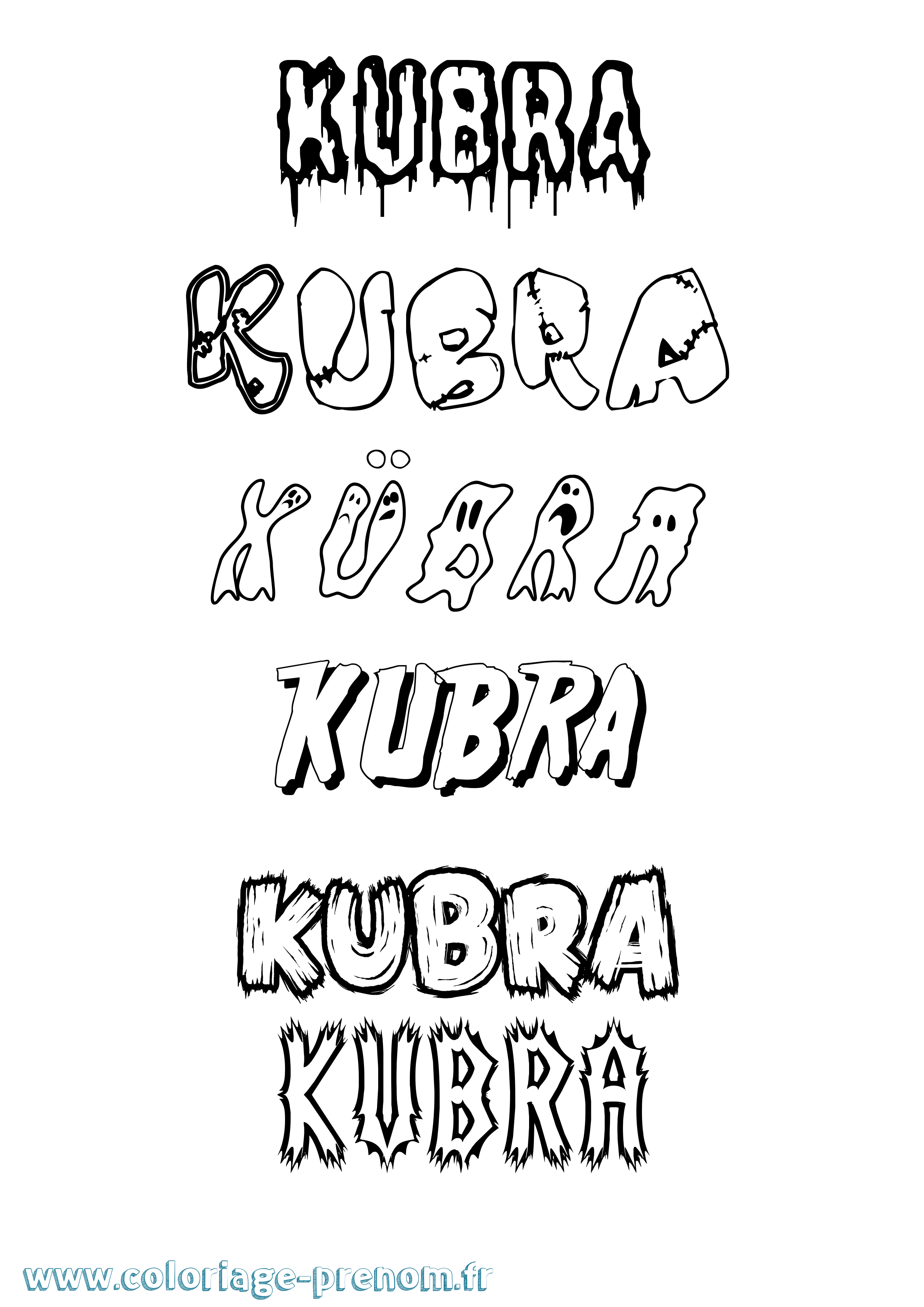 Coloriage Kübra Frisson Coloriage prénom Kübra Frisson