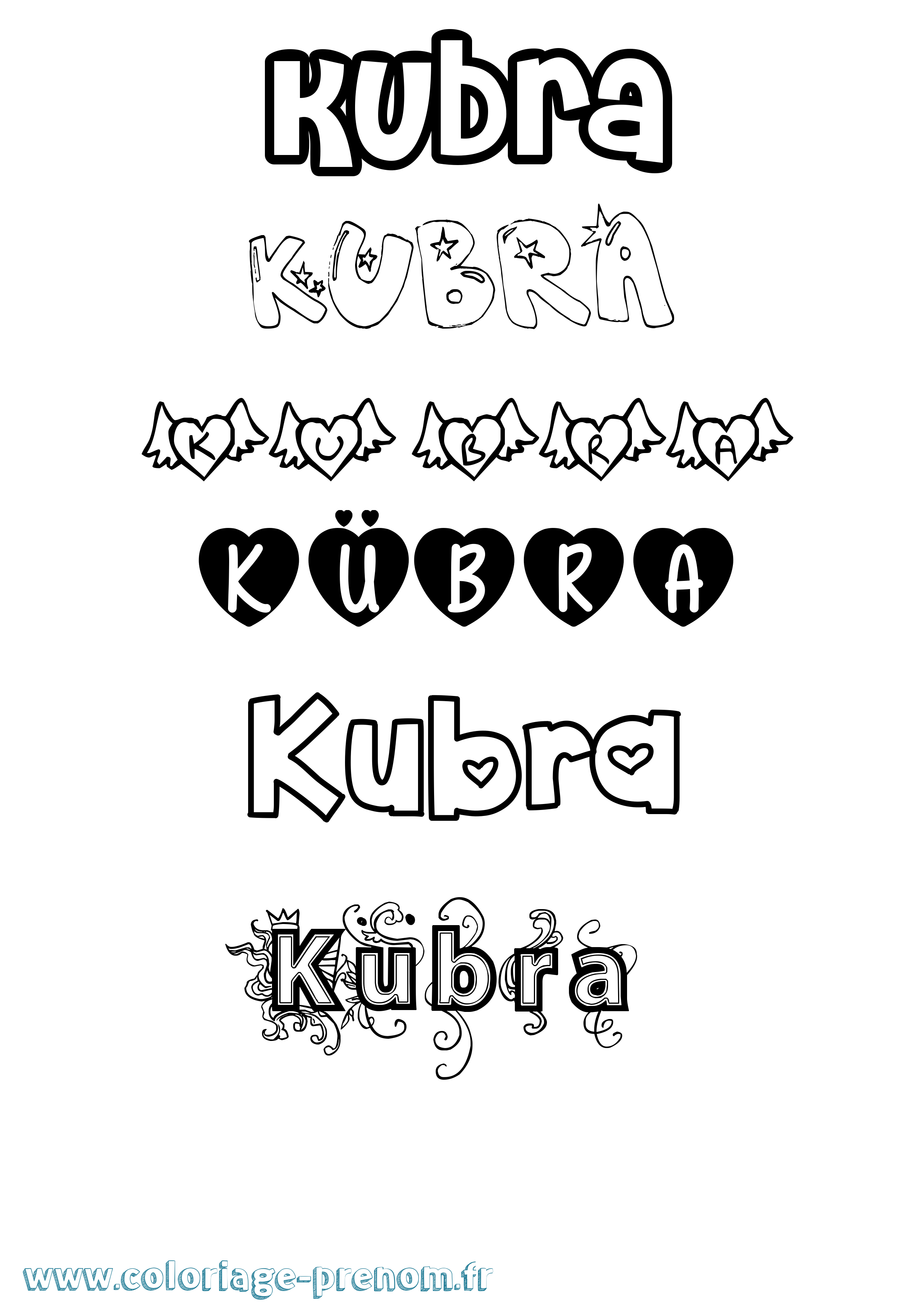 Coloriage Kübra Girly Coloriage prénom Kübra Girly