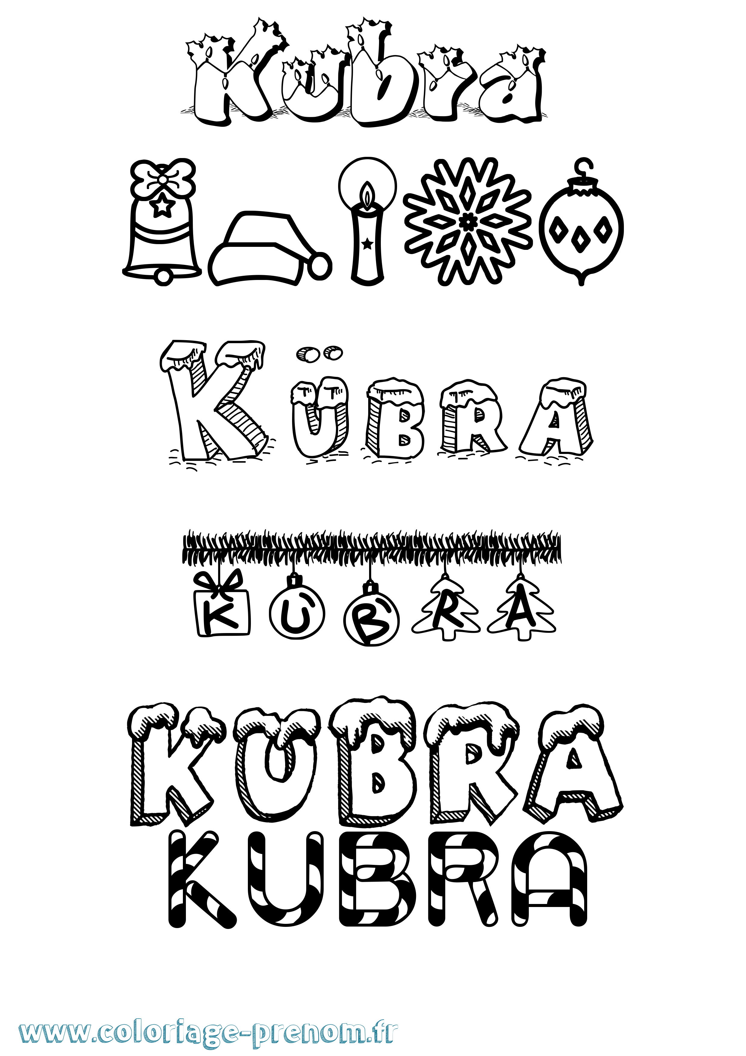 Coloriage Kübra Noël Coloriage prénom Kübra Noël