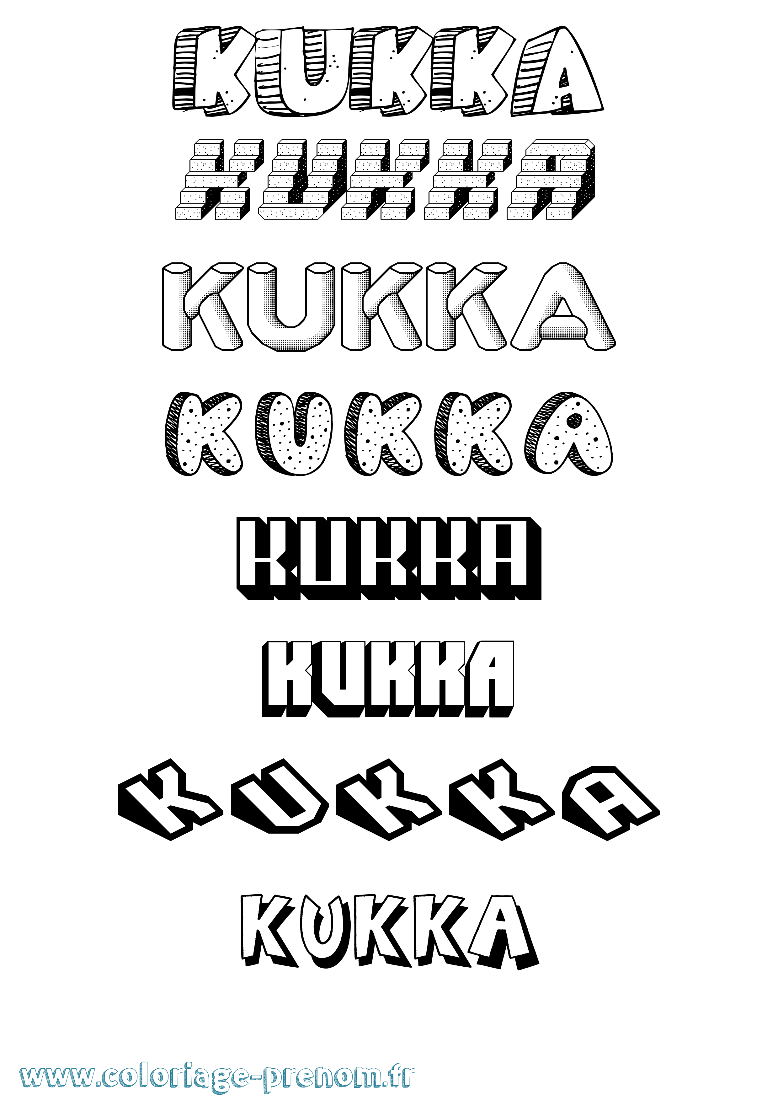 Coloriage prénom Kukka Effet 3D