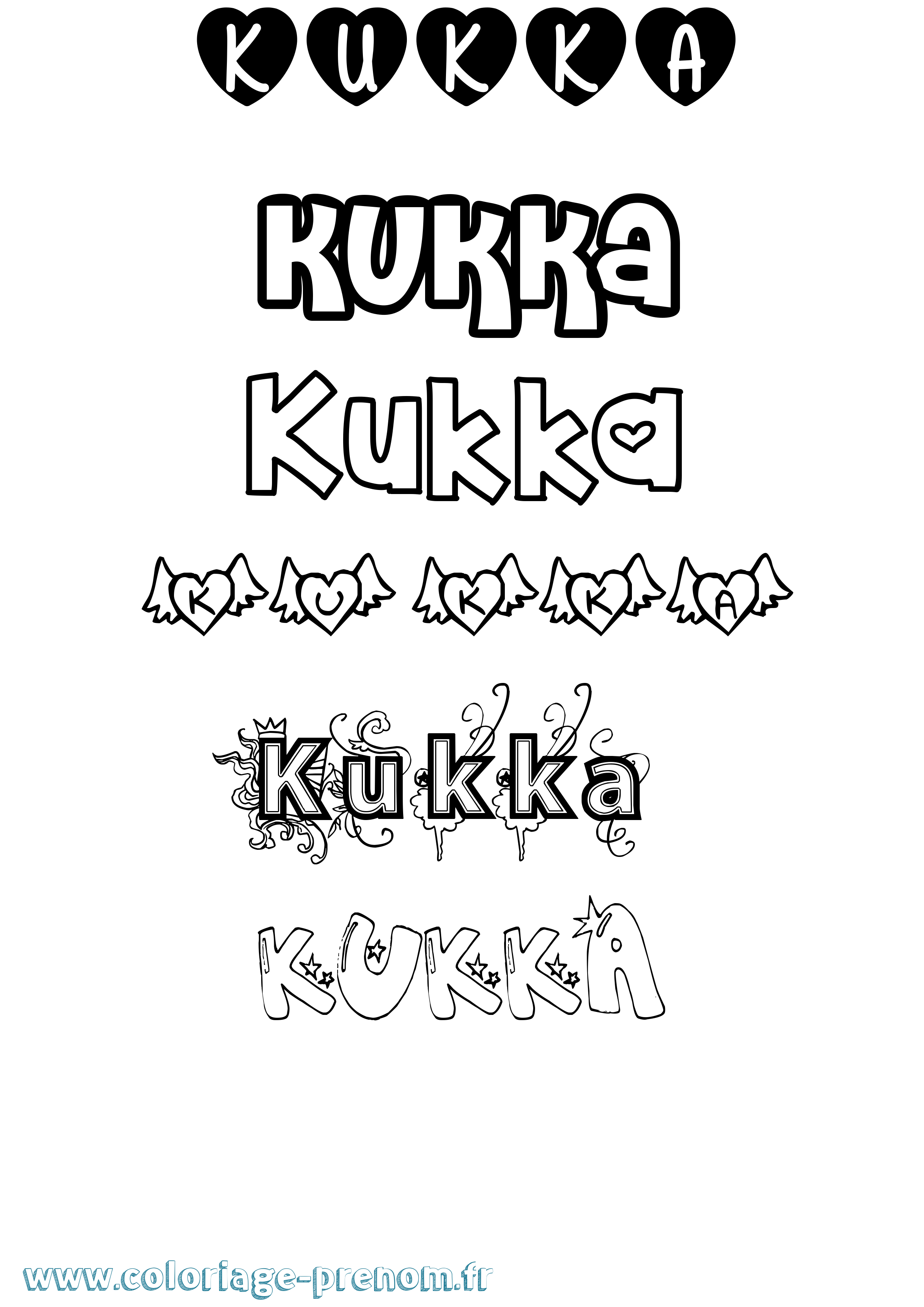 Coloriage prénom Kukka Girly