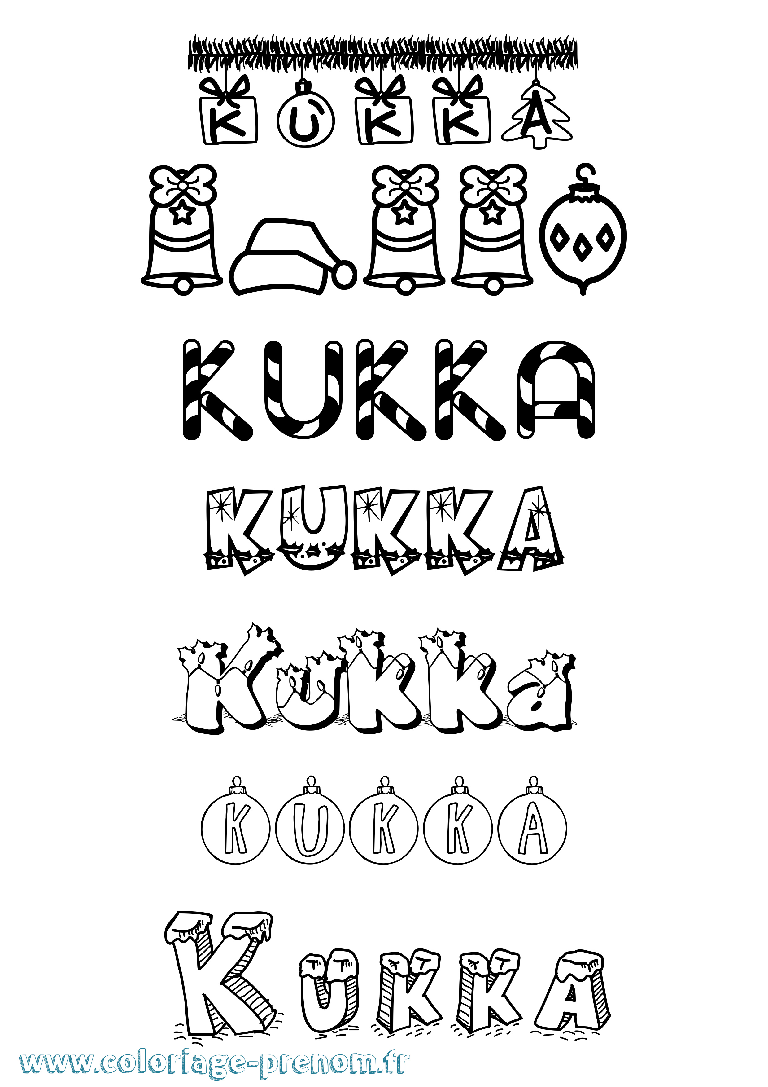 Coloriage prénom Kukka Noël