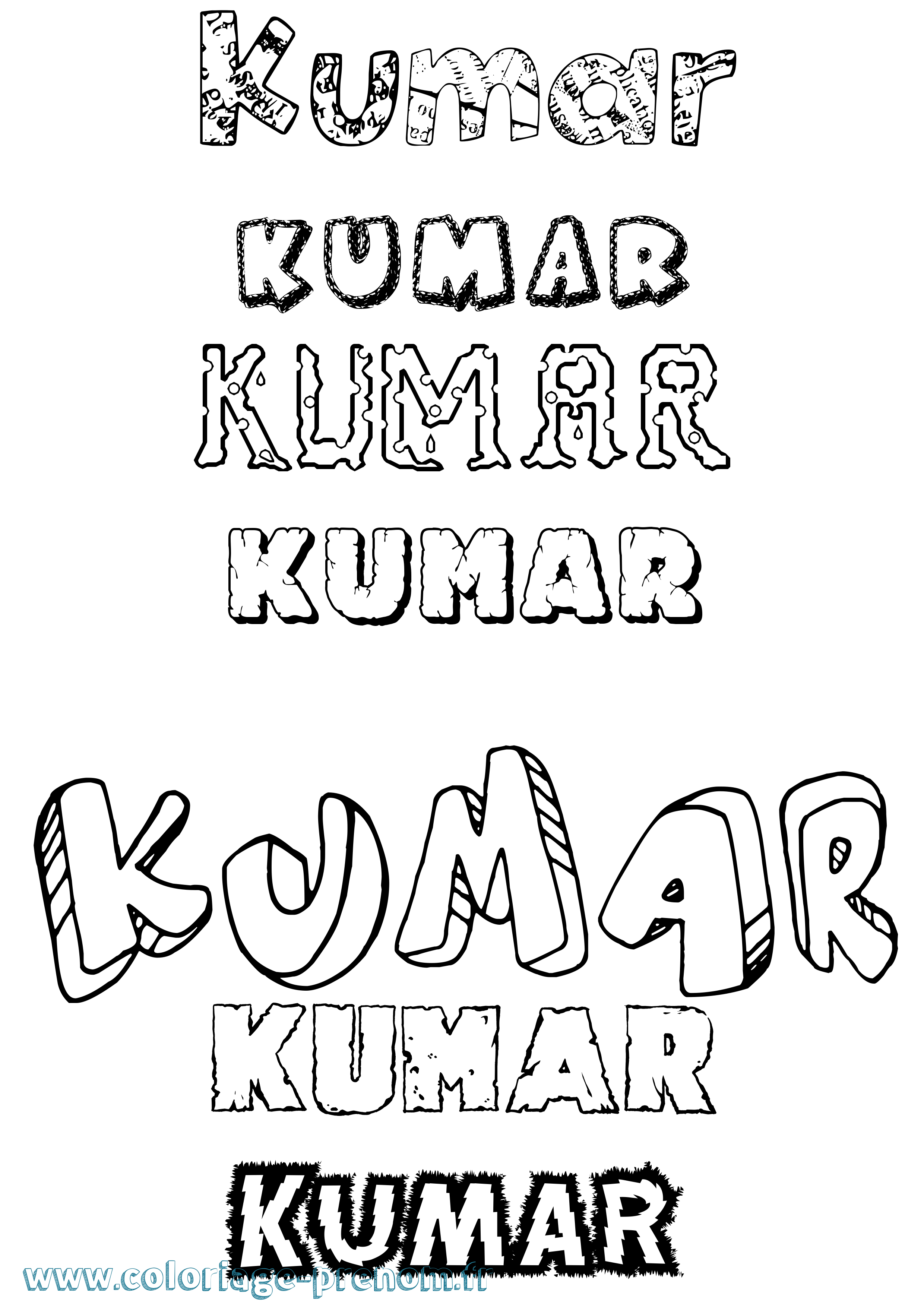 Coloriage Kumar Destructuré Coloriage prénom Kumar Destructuré