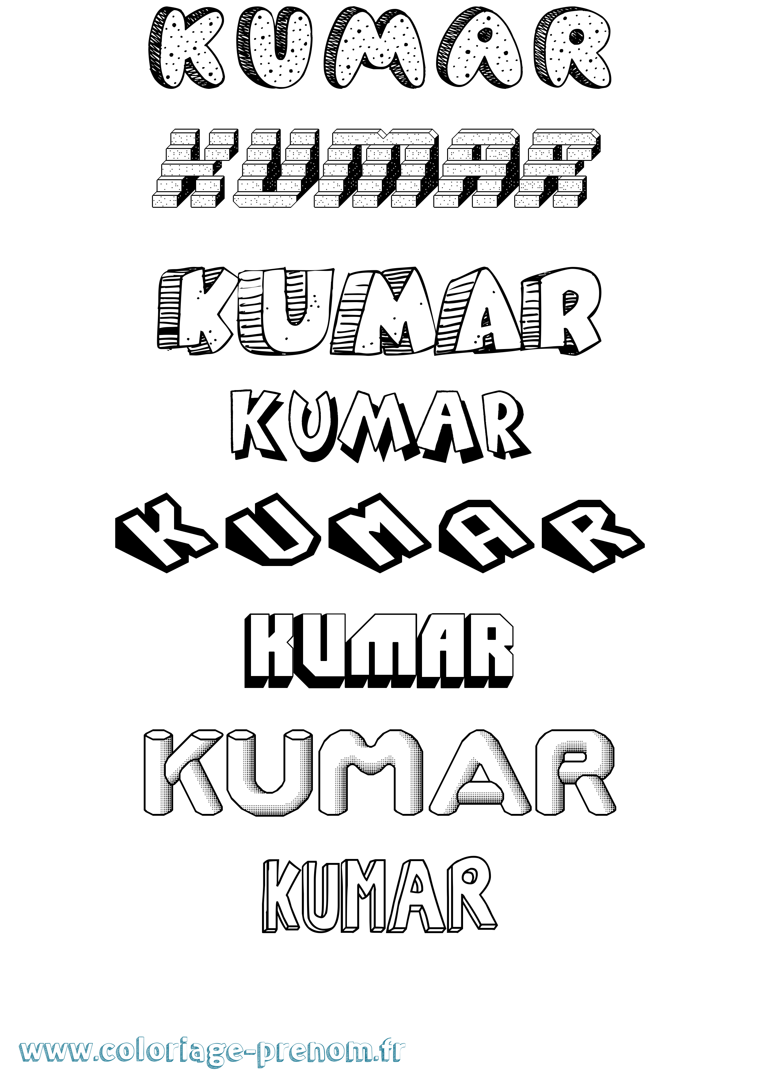 Coloriage prénom Kumar Effet 3D