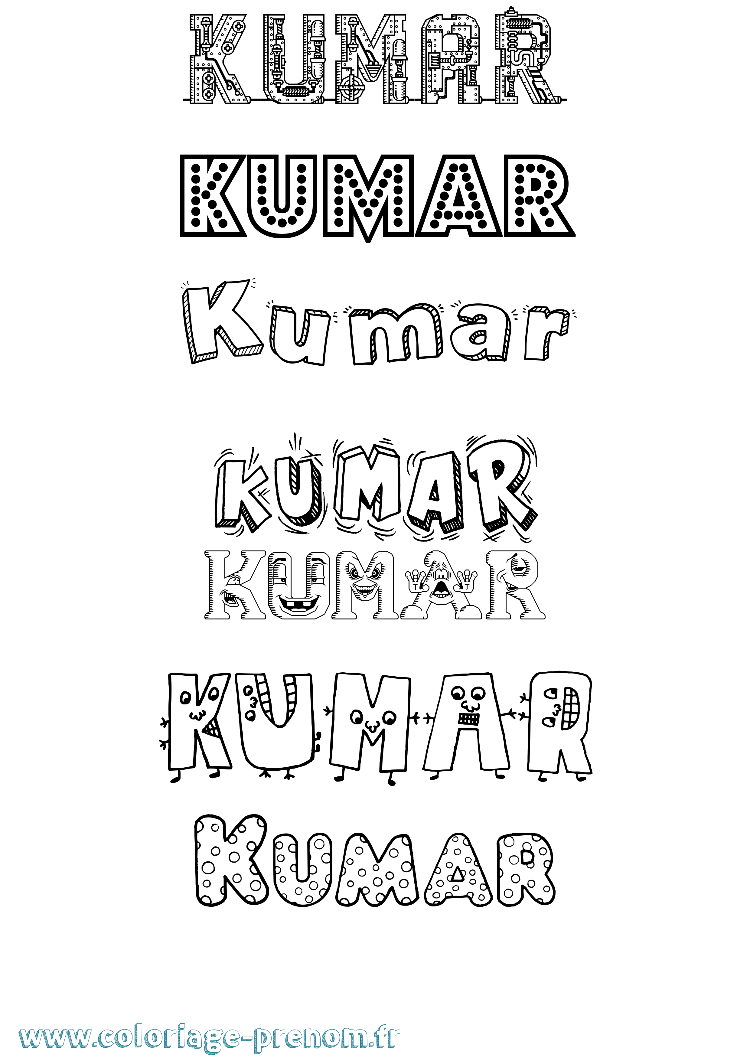 Coloriage Kumar Fun Coloriage prénom Kumar Fun