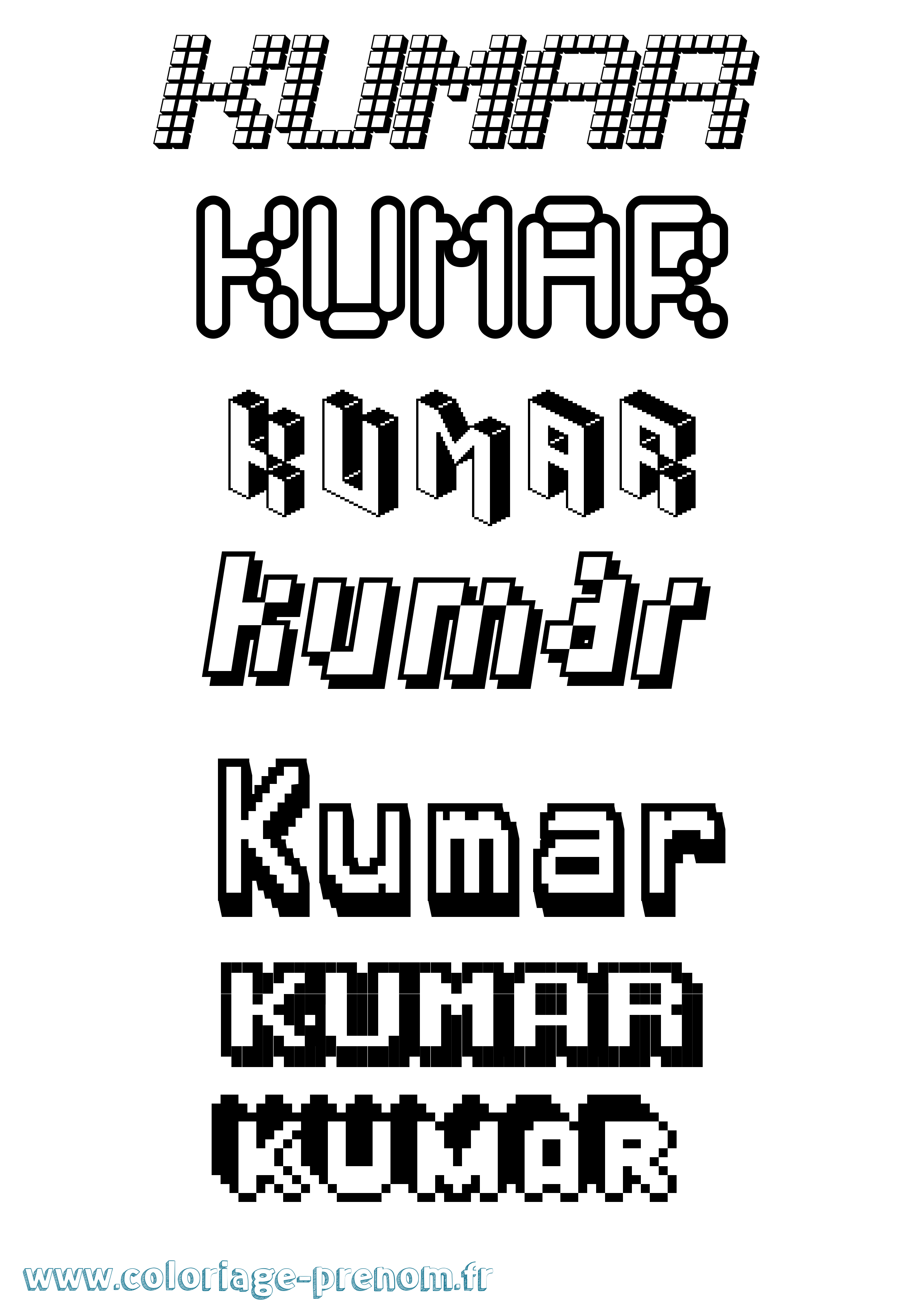Coloriage prénom Kumar Pixel