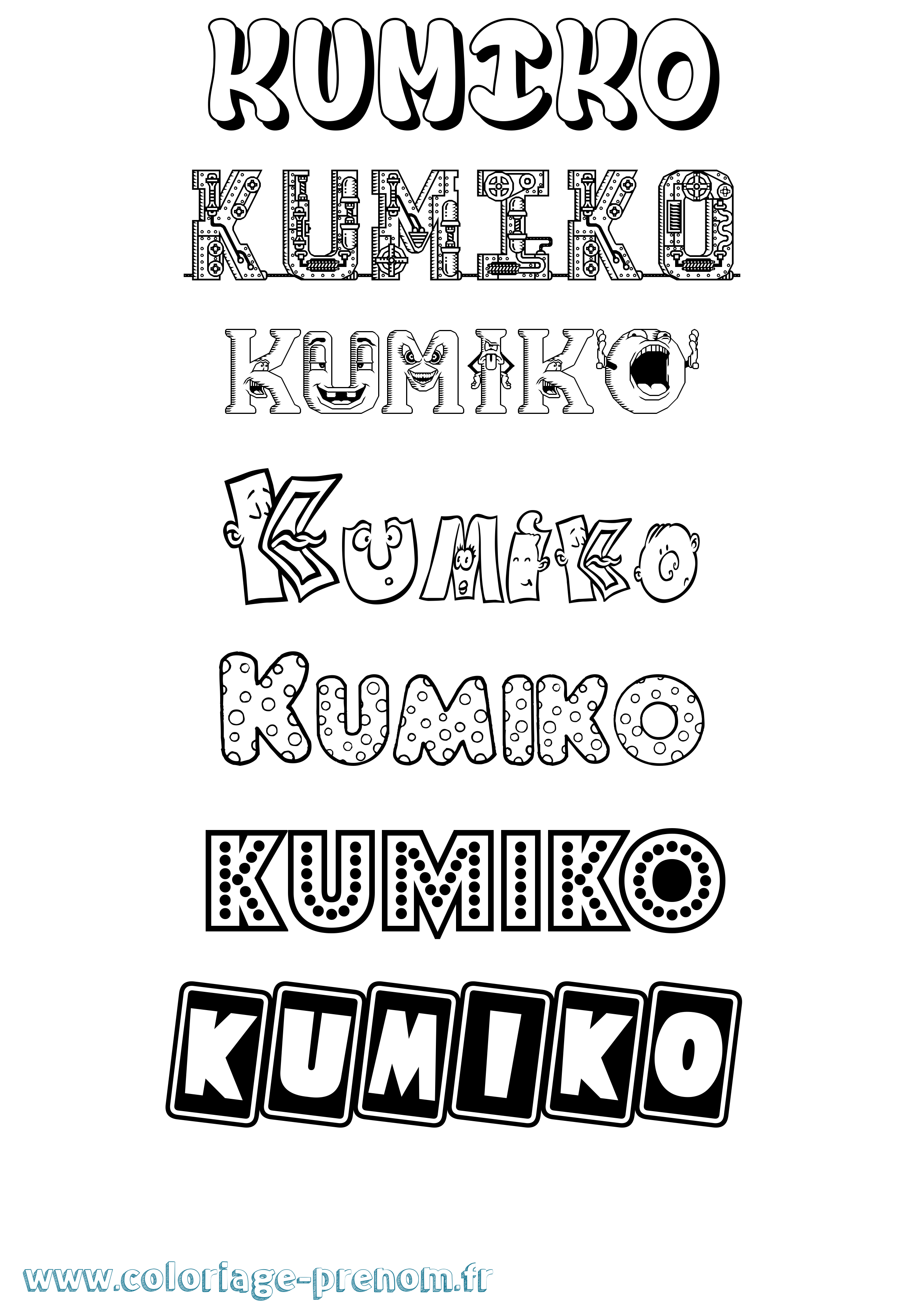 Coloriage prénom Kumiko Fun