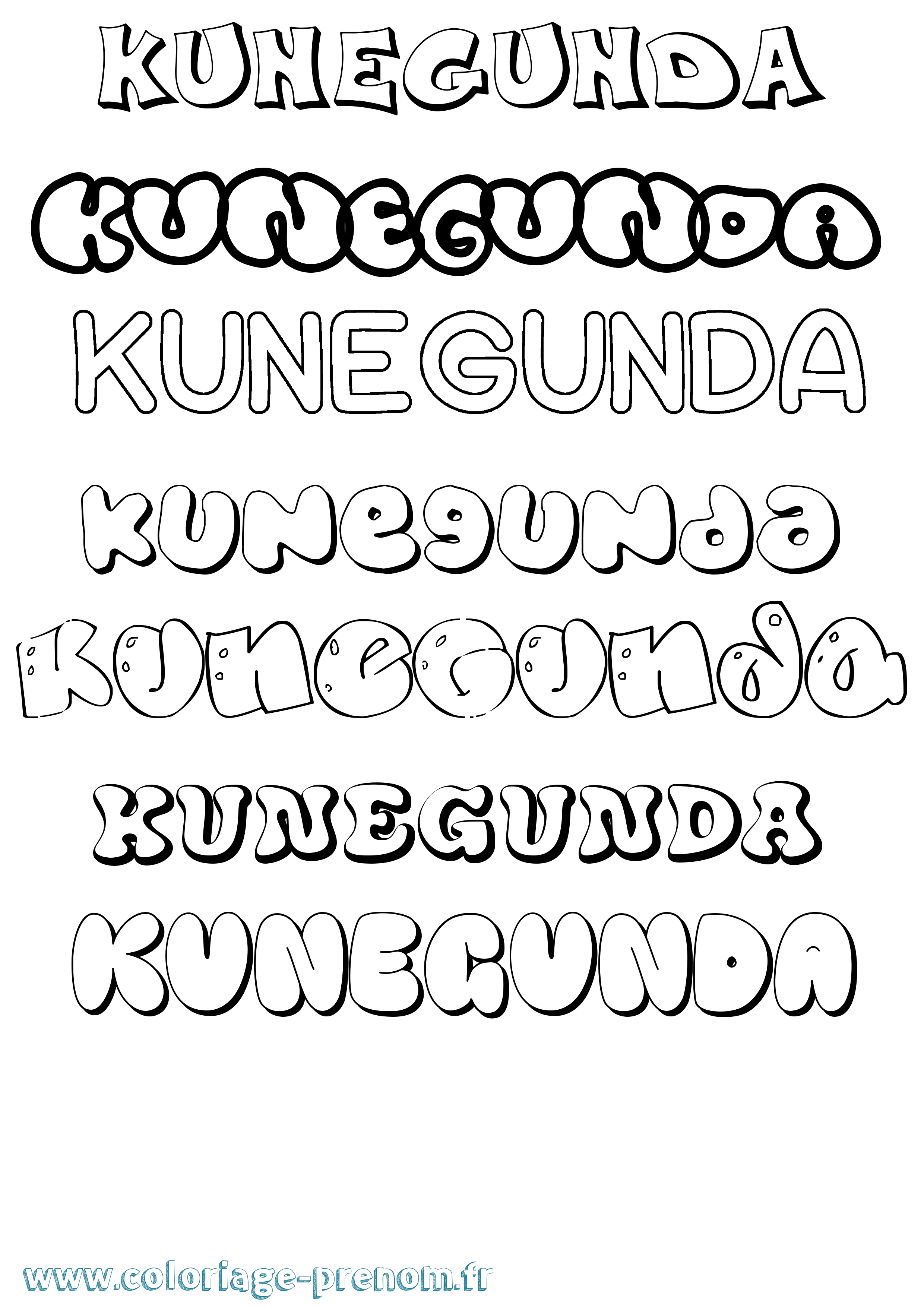 Coloriage Kunegunda Bubble Coloriage prénom Kunegunda Bubble