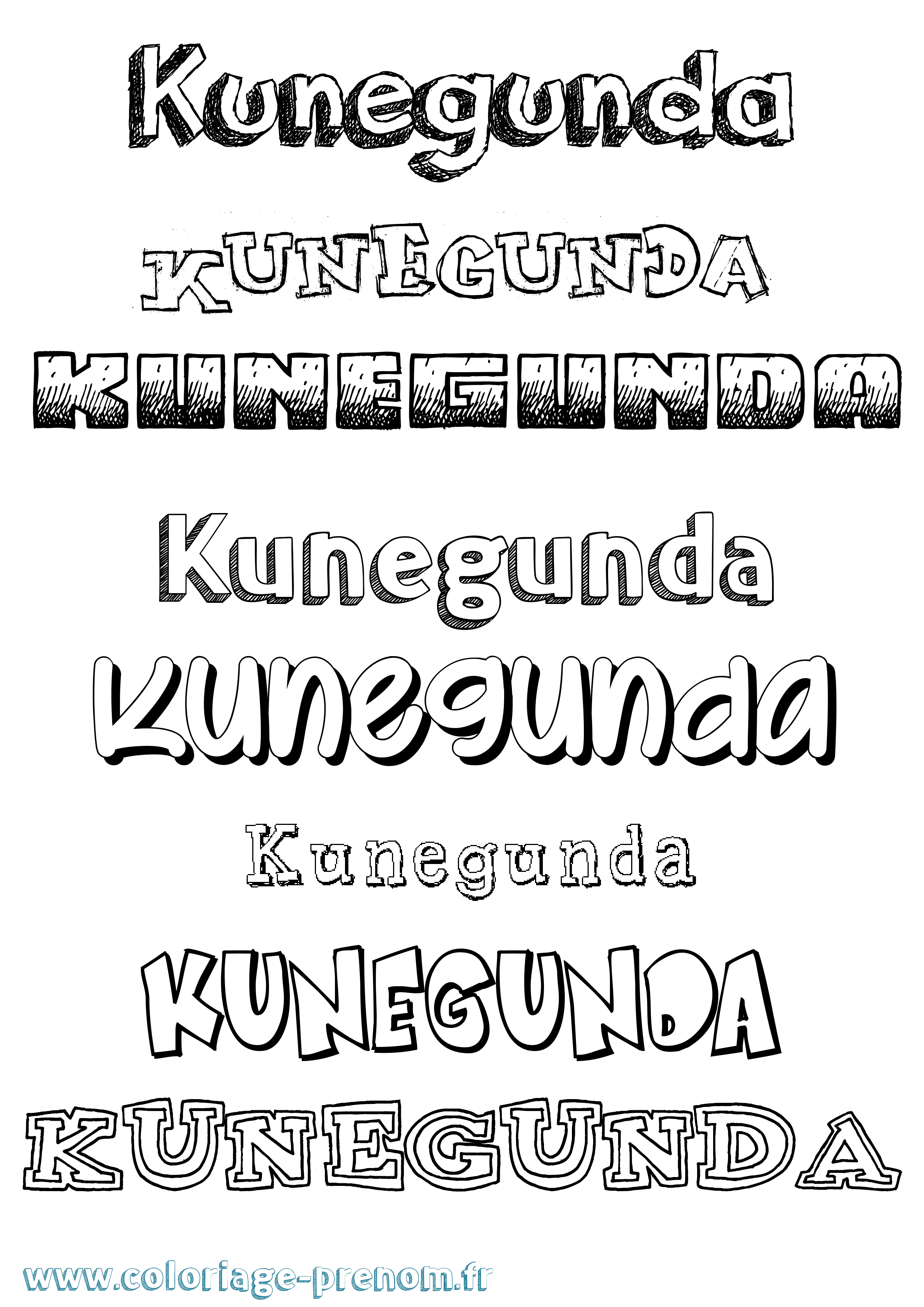Coloriage Kunegunda Dessiné Coloriage prénom Kunegunda Dessiné