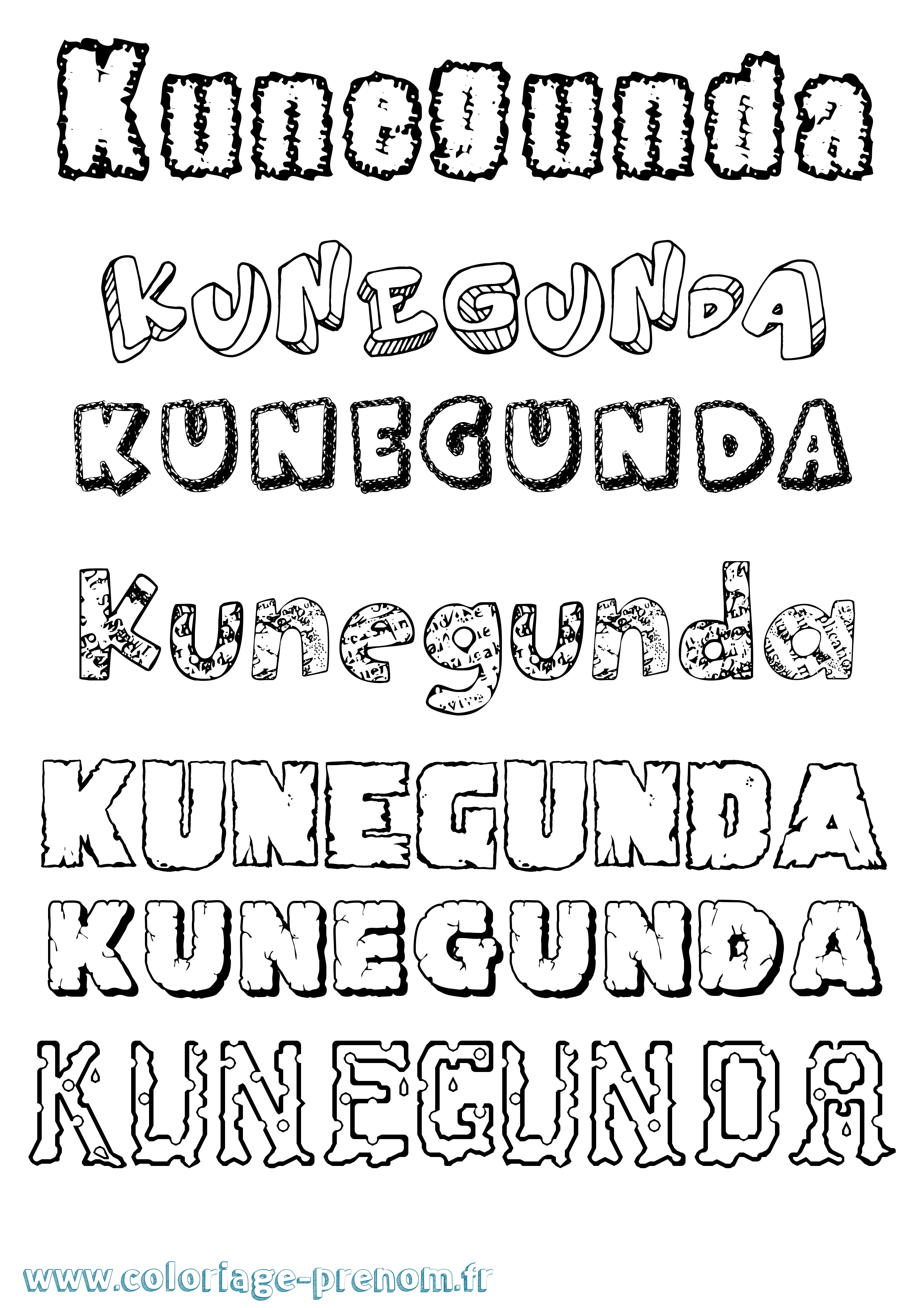 Coloriage Kunegunda Destructuré Coloriage prénom Kunegunda Destructuré