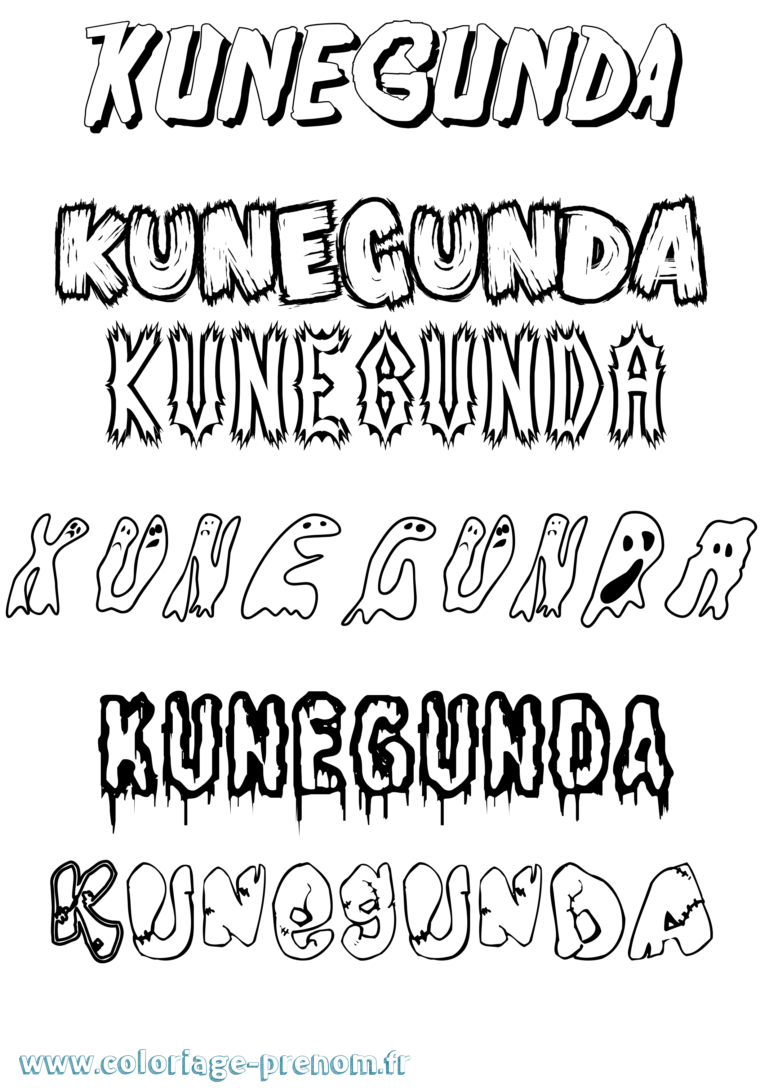 Coloriage Kunegunda Frisson Coloriage prénom Kunegunda Frisson