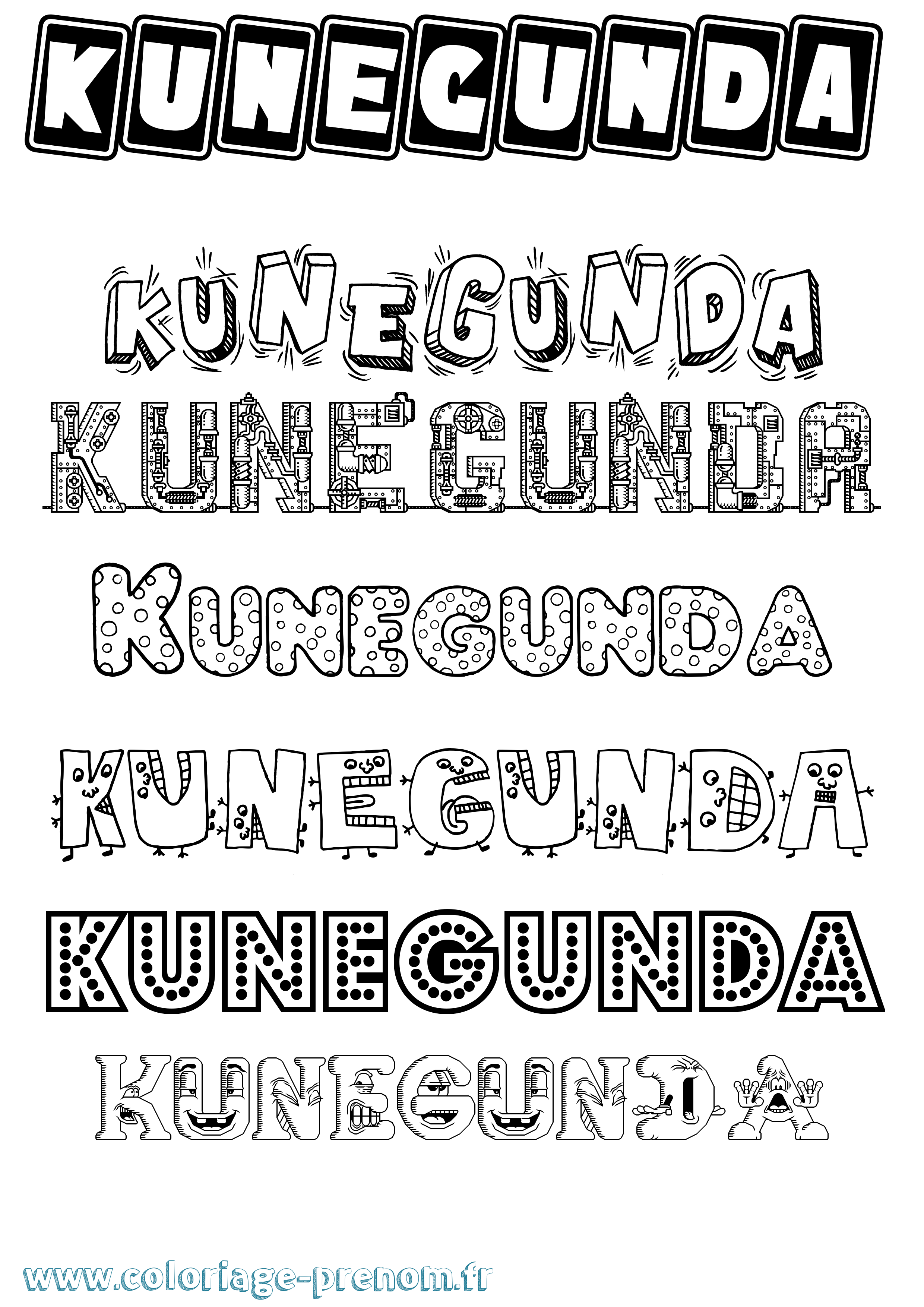 Coloriage Kunegunda Fun Coloriage prénom Kunegunda Fun