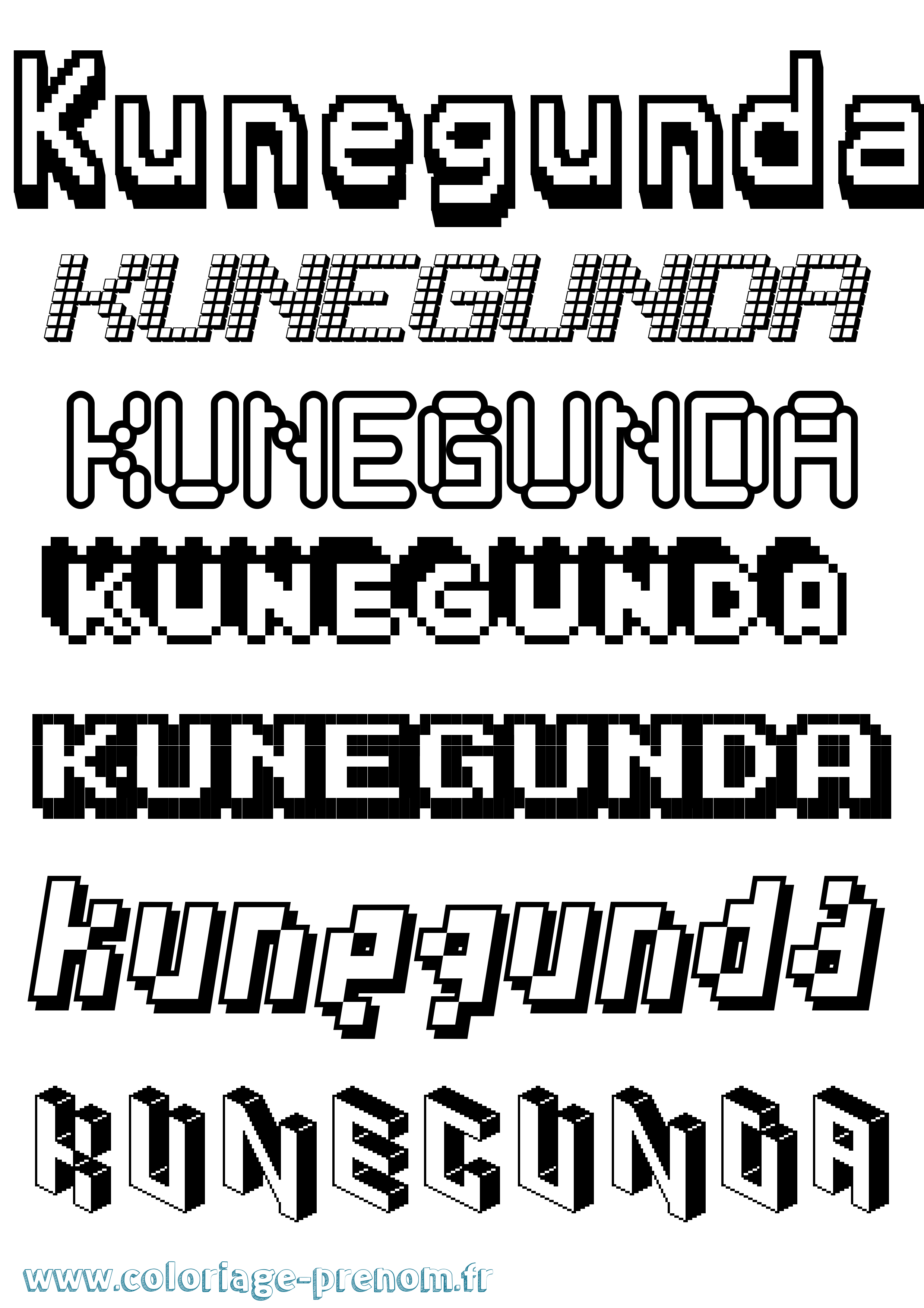 Coloriage Kunegunda Pixel Coloriage prénom Kunegunda Pixel