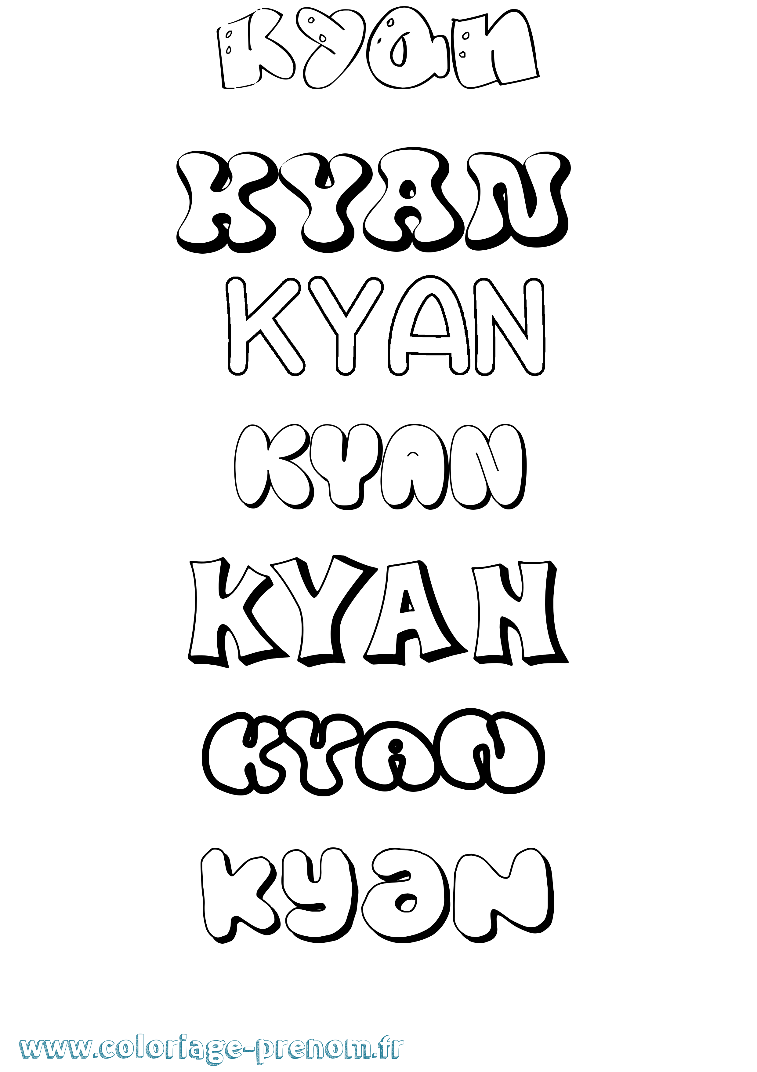 Coloriage Kyan Bubble Coloriage prénom Kyan Bubble
