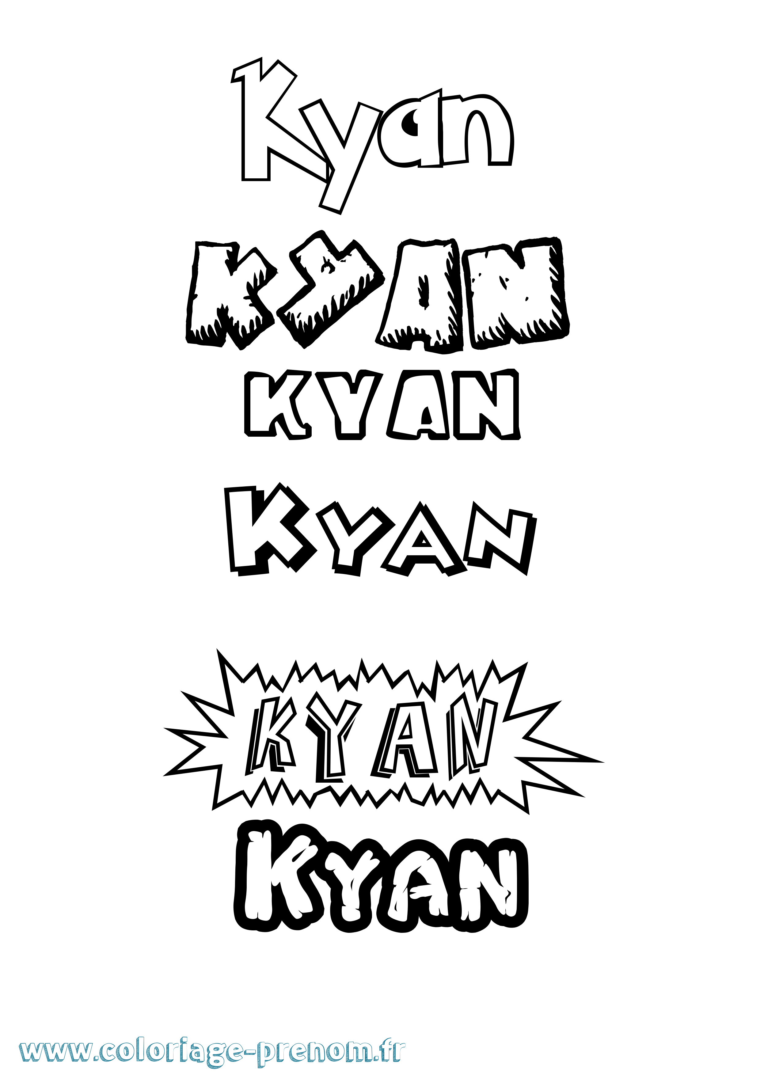Coloriage prénom Kyan Dessin Animé