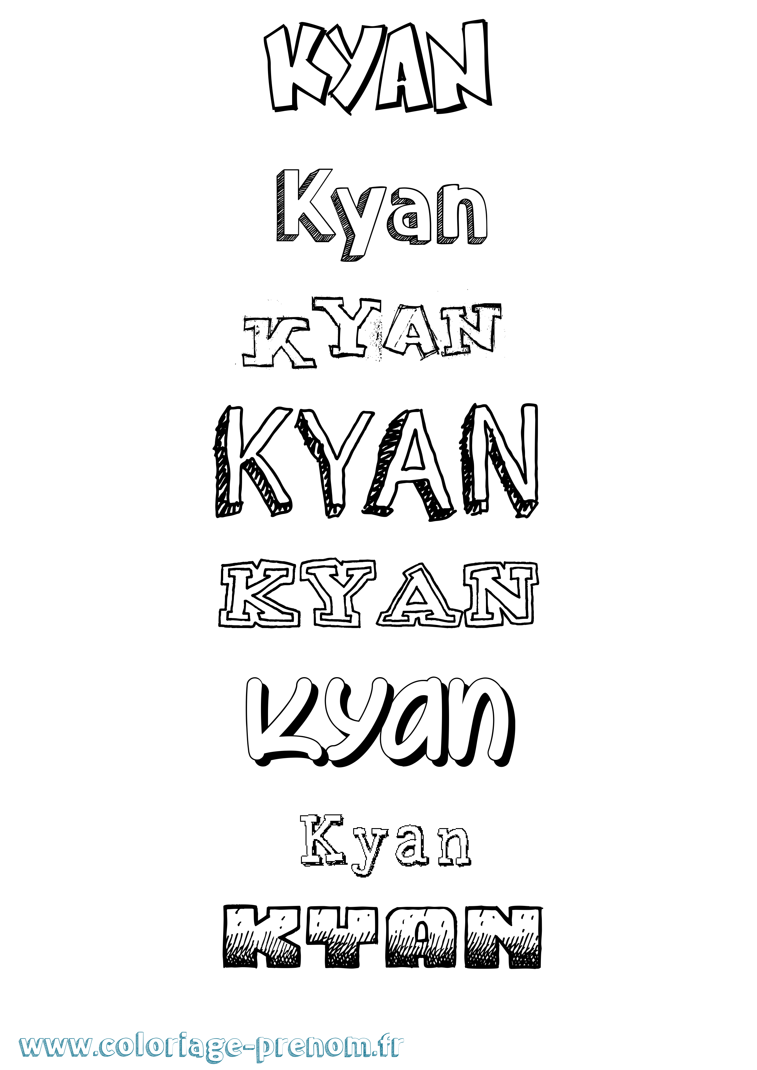 Coloriage Kyan Dessiné Coloriage prénom Kyan Dessiné