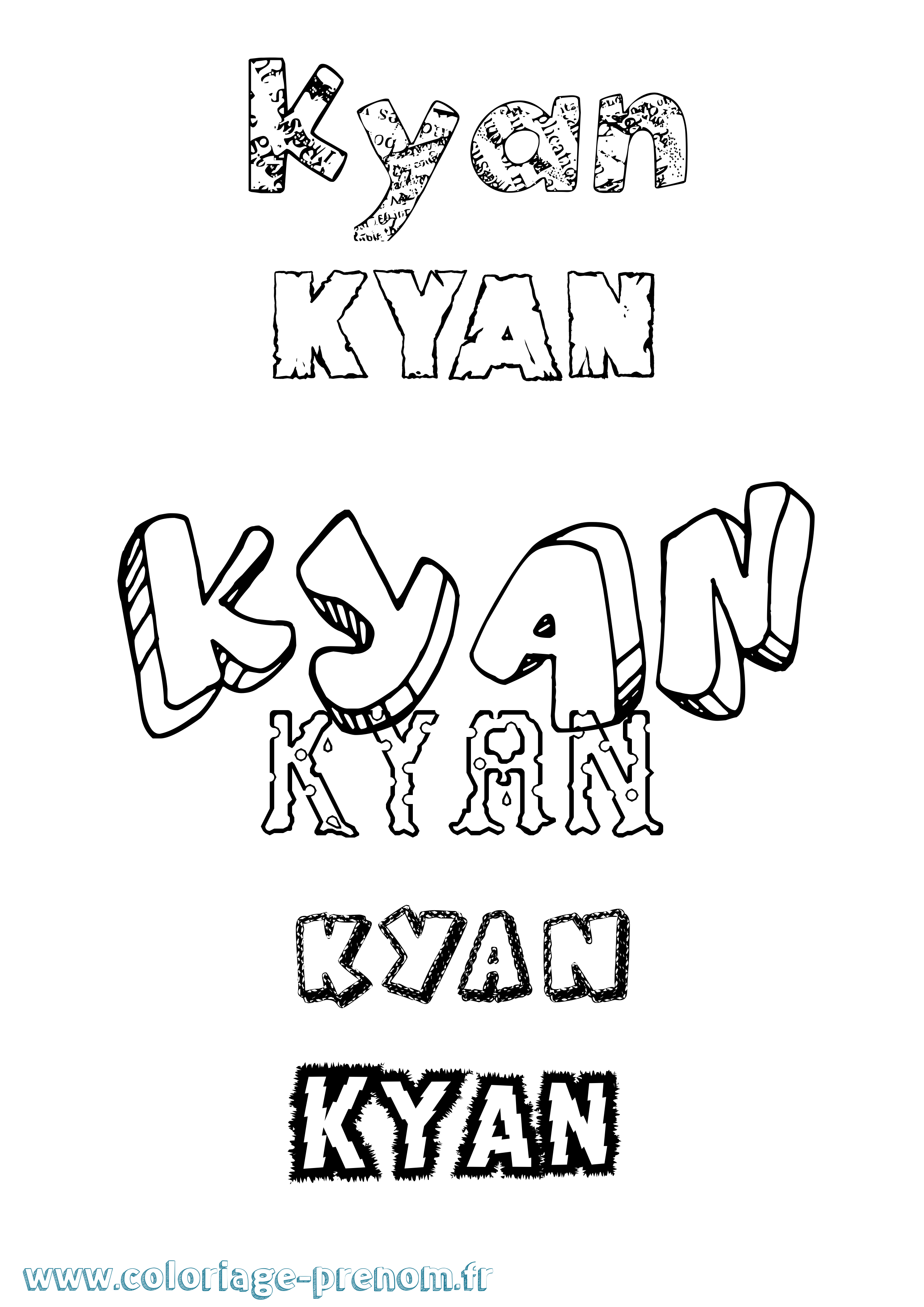 Coloriage prénom Kyan Destructuré