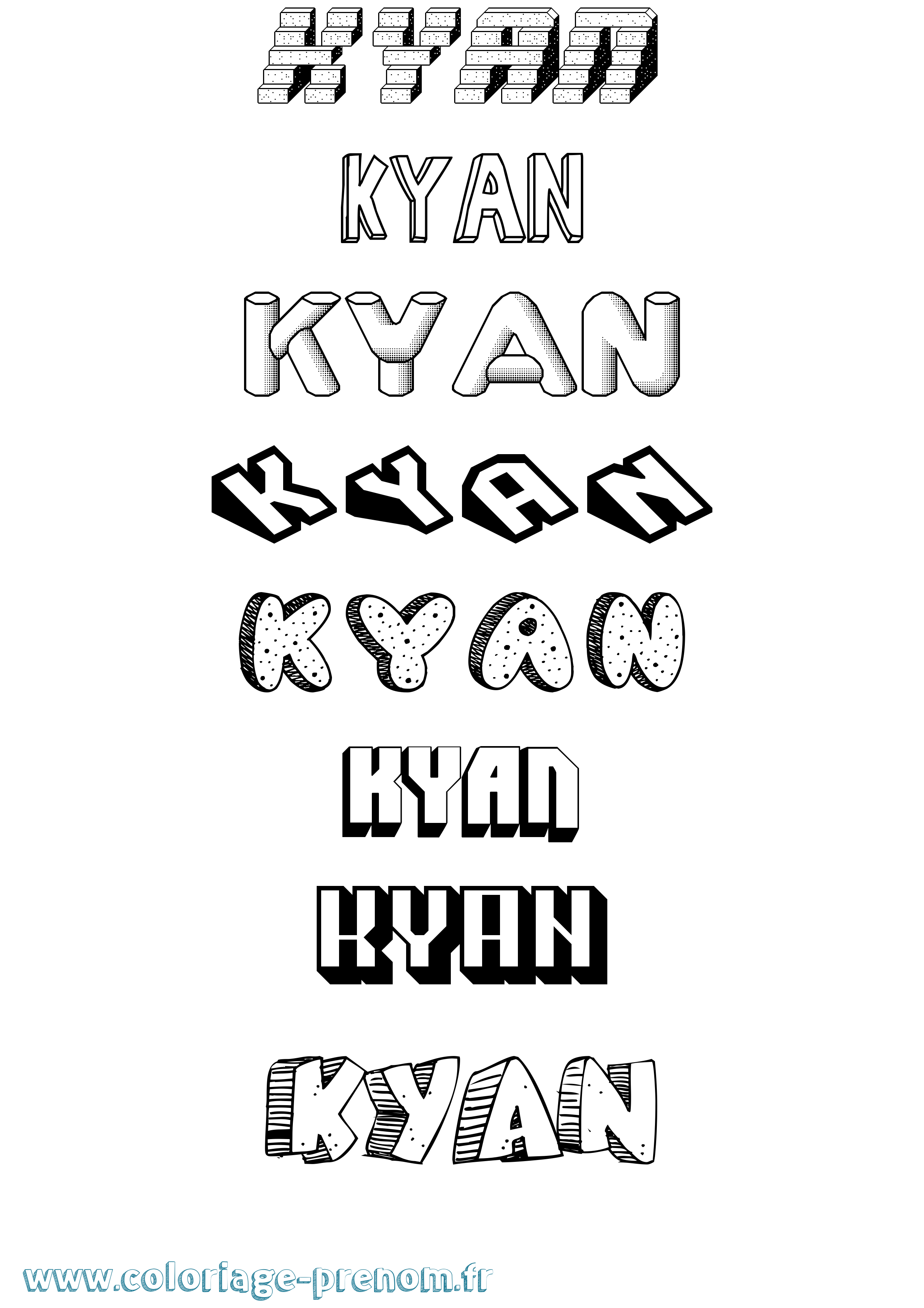 Coloriage Kyan Effet 3D Coloriage prénom Kyan Effet 3D