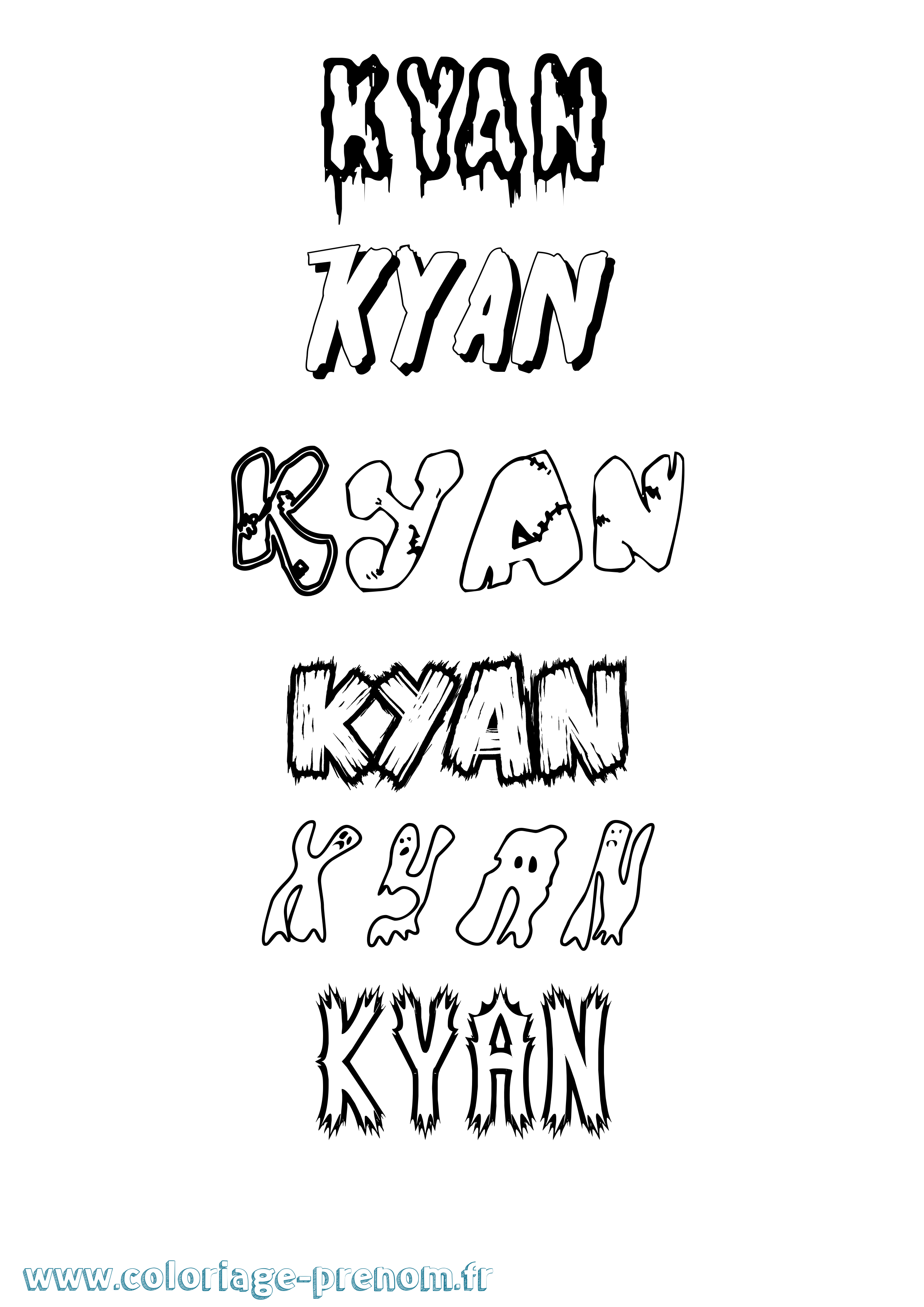 Coloriage prénom Kyan Frisson
