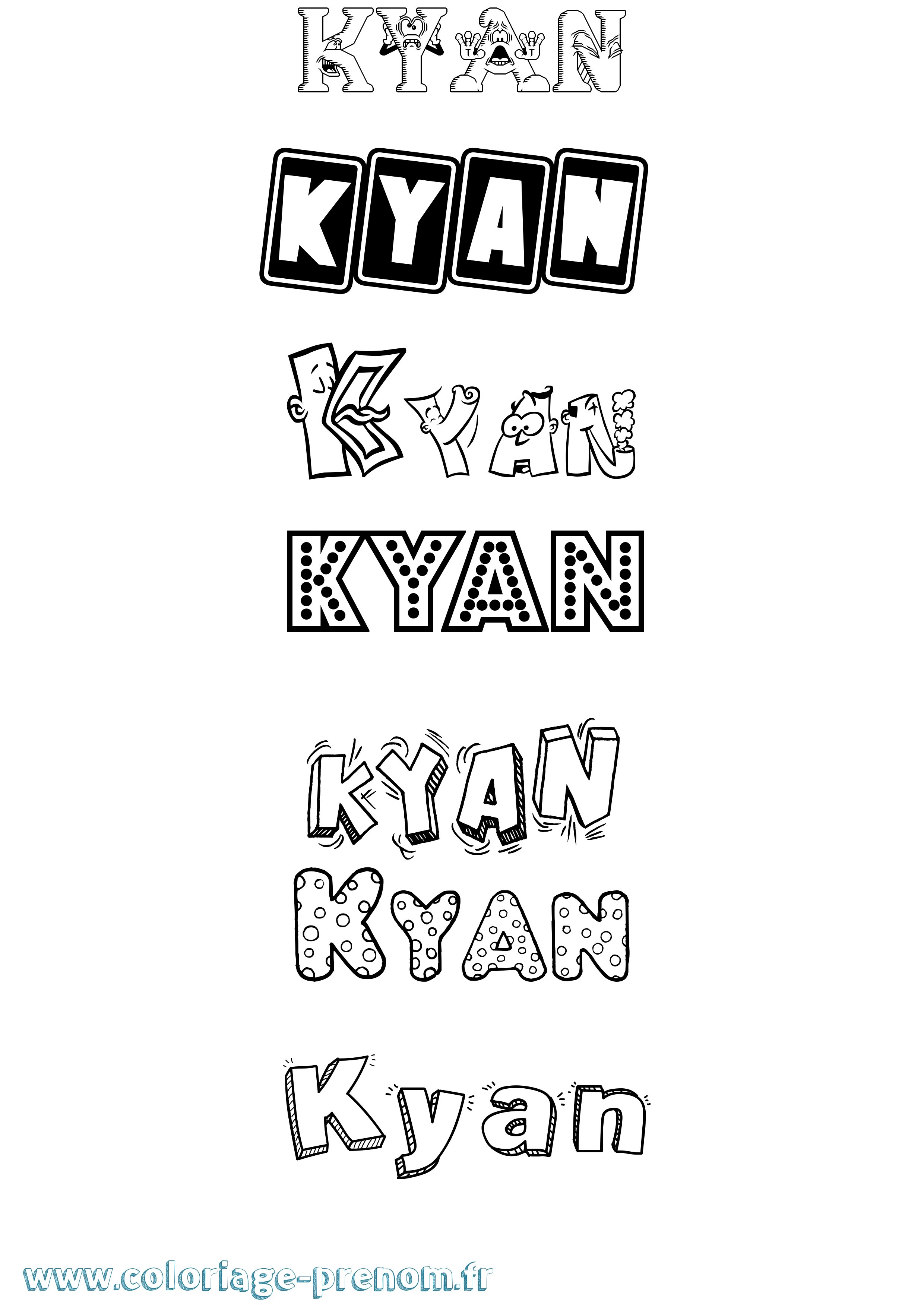 Coloriage prénom Kyan Fun