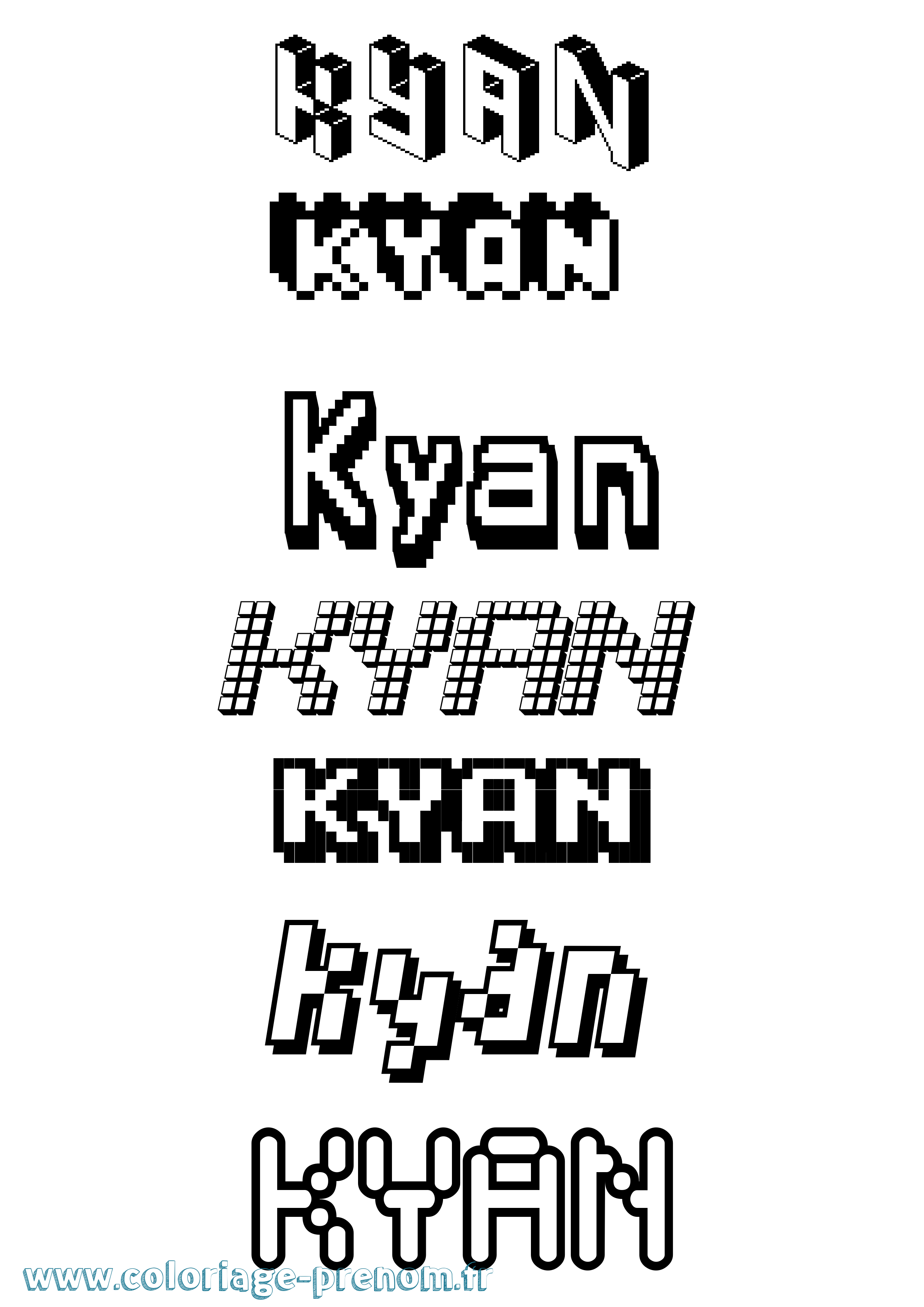 Coloriage prénom Kyan Pixel