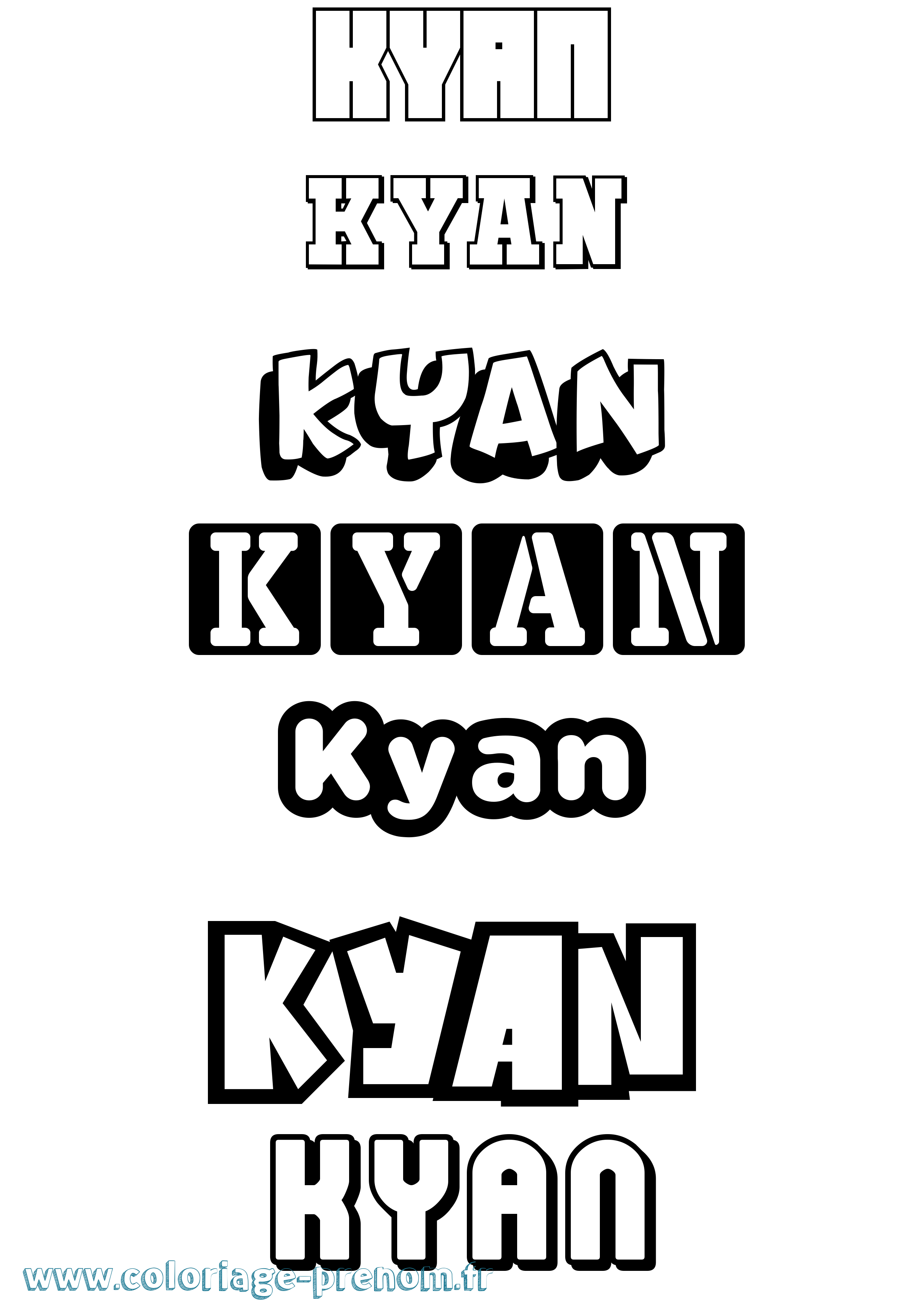Coloriage prénom Kyan Simple