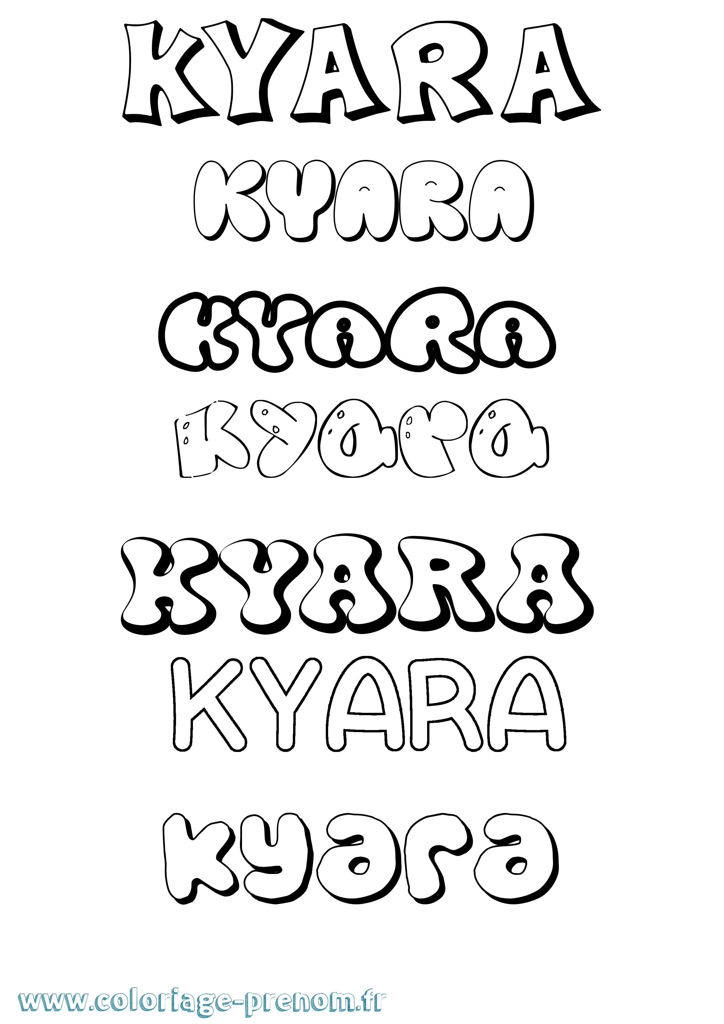 Coloriage prénom Kyara Bubble