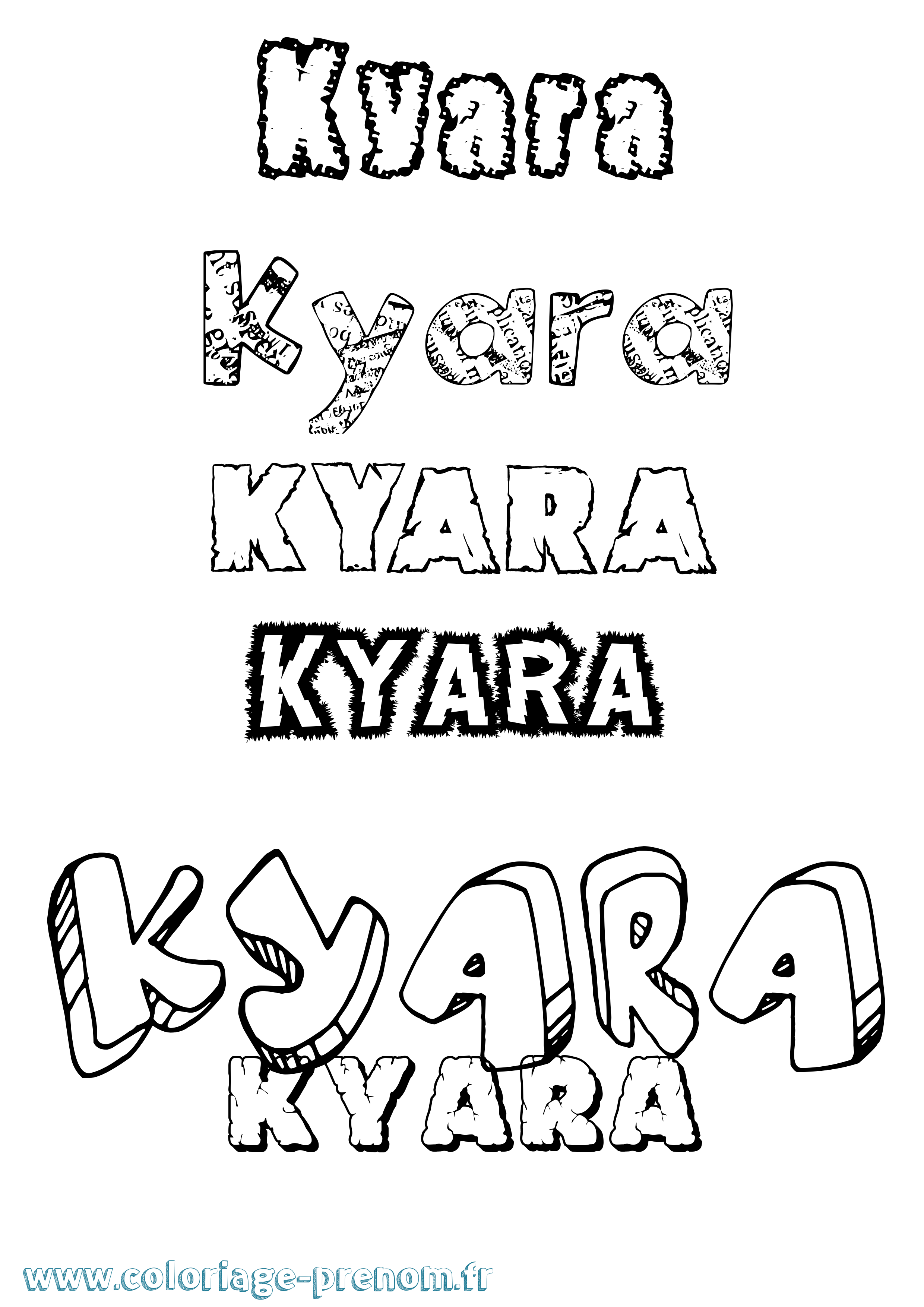 Coloriage prénom Kyara Destructuré
