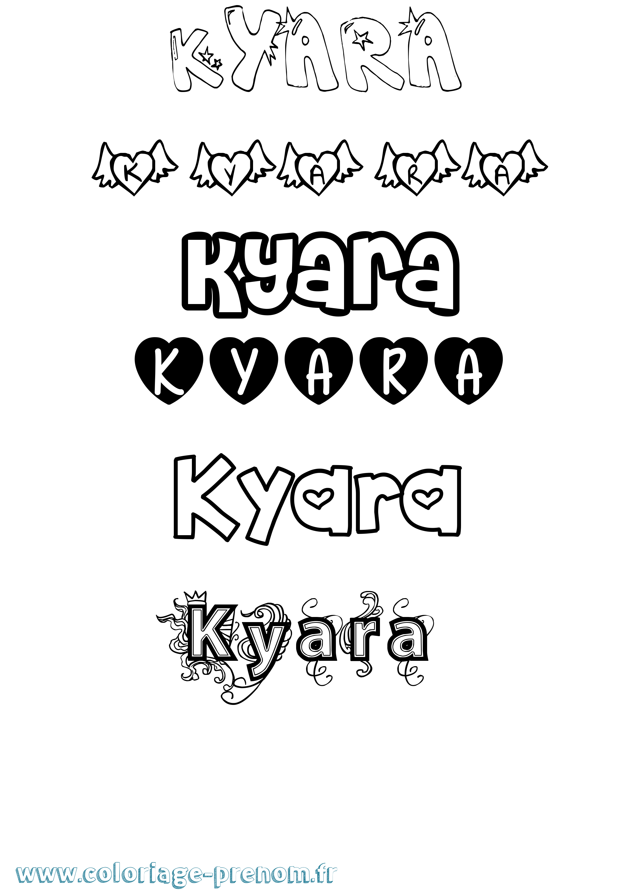 Coloriage prénom Kyara Girly