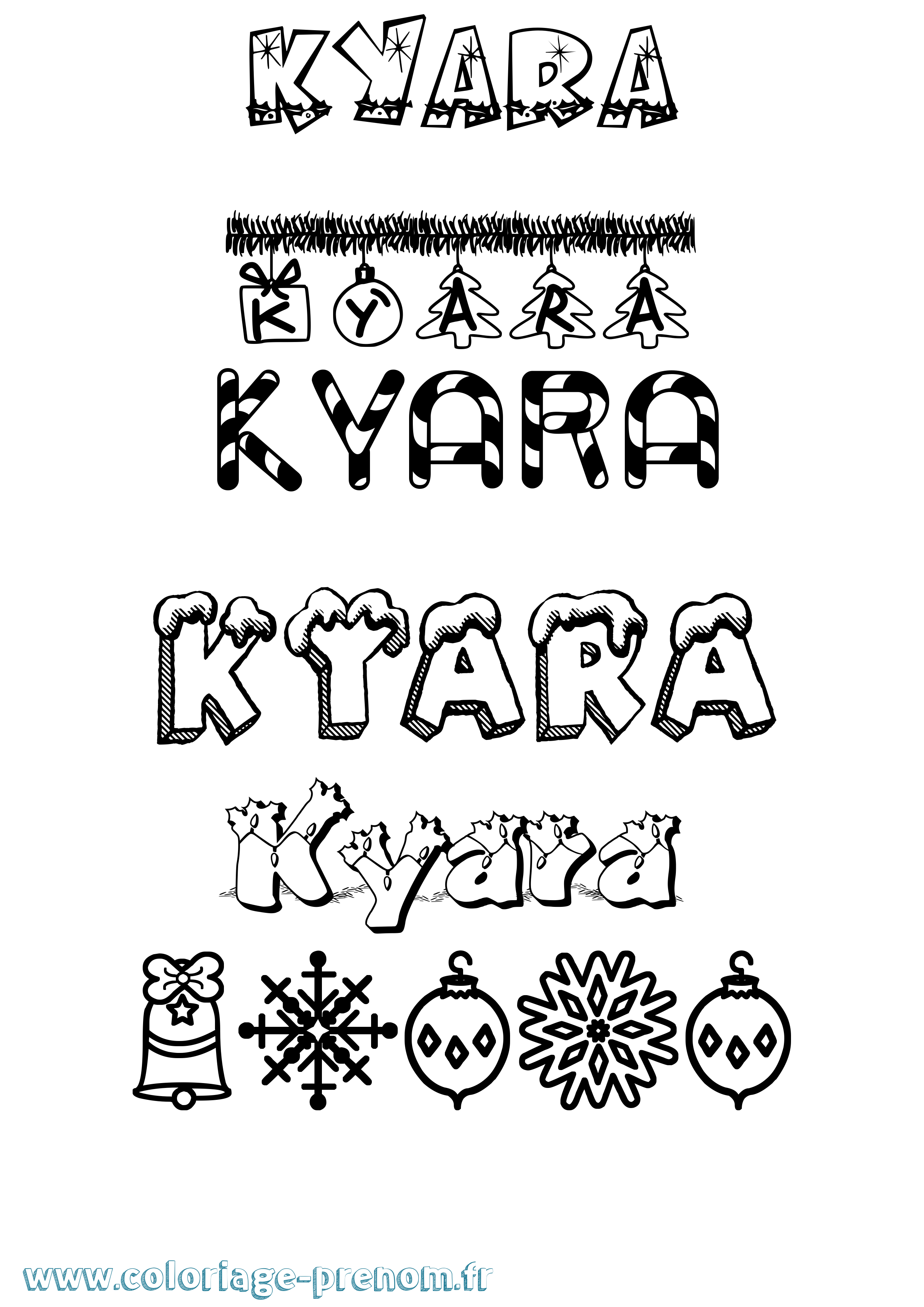 Coloriage prénom Kyara Noël