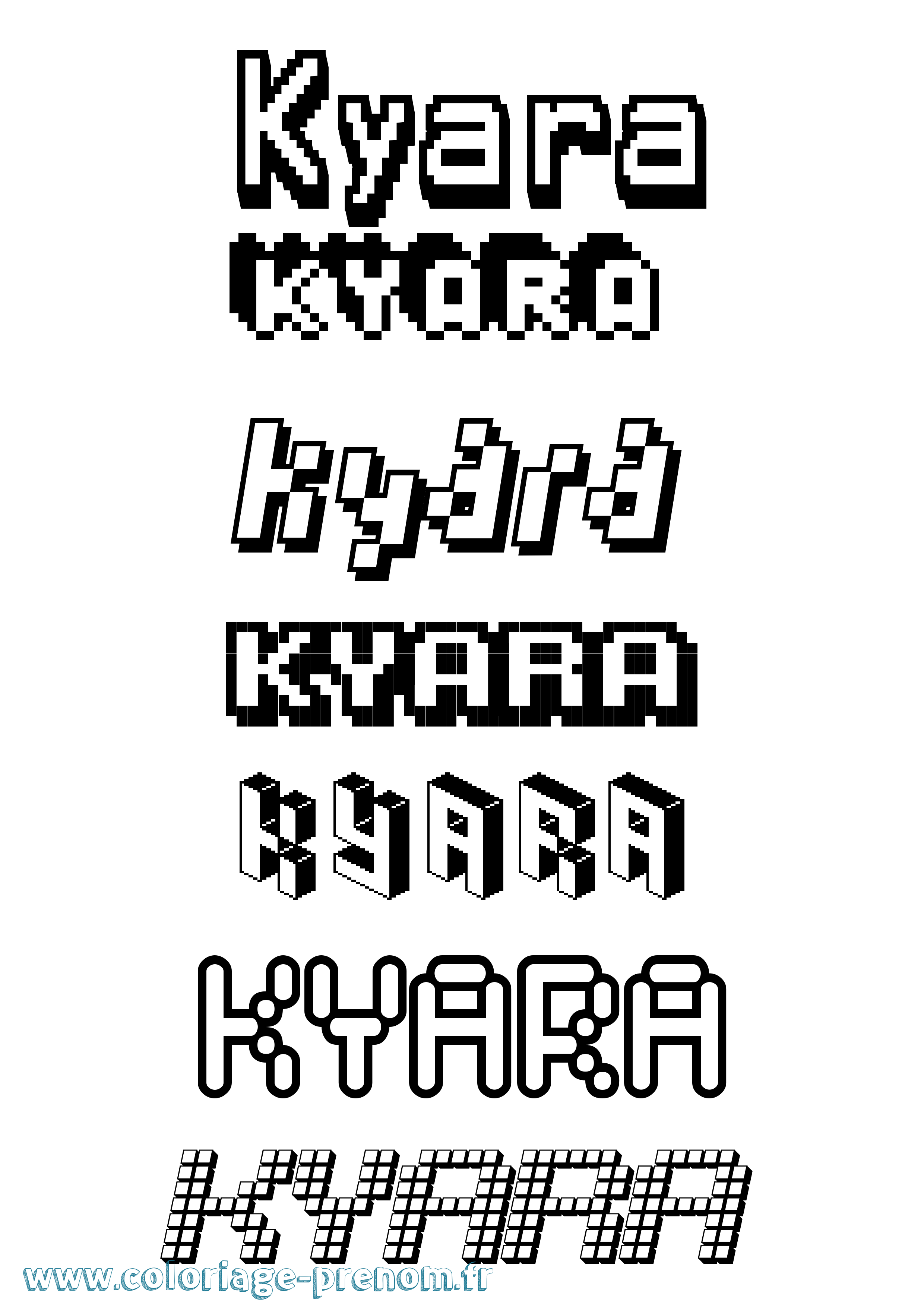 Coloriage prénom Kyara Pixel