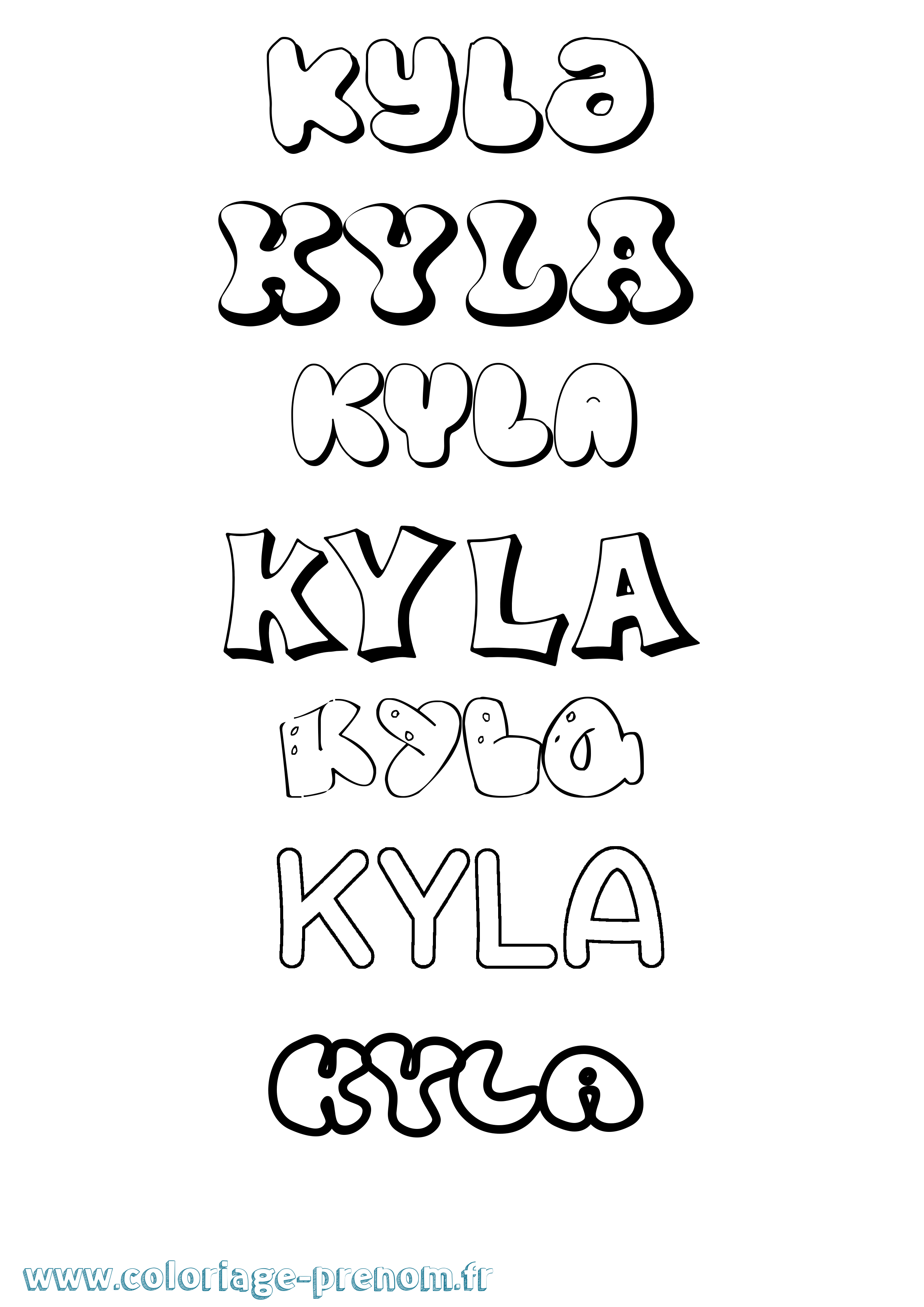 Coloriage prénom Kyla Bubble