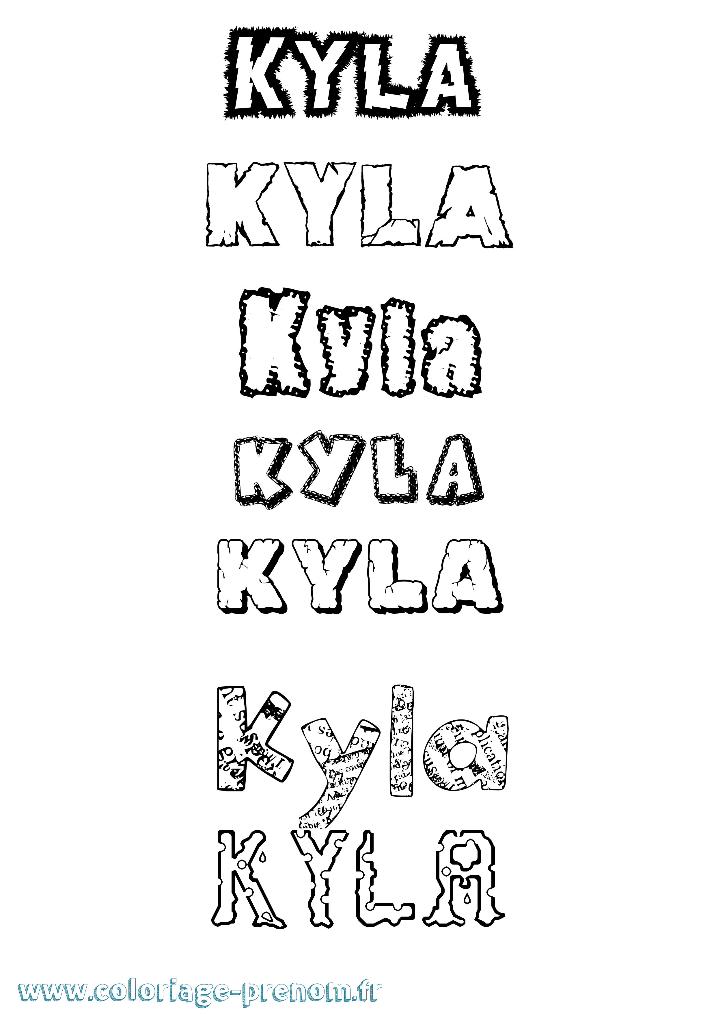 Coloriage prénom Kyla Destructuré