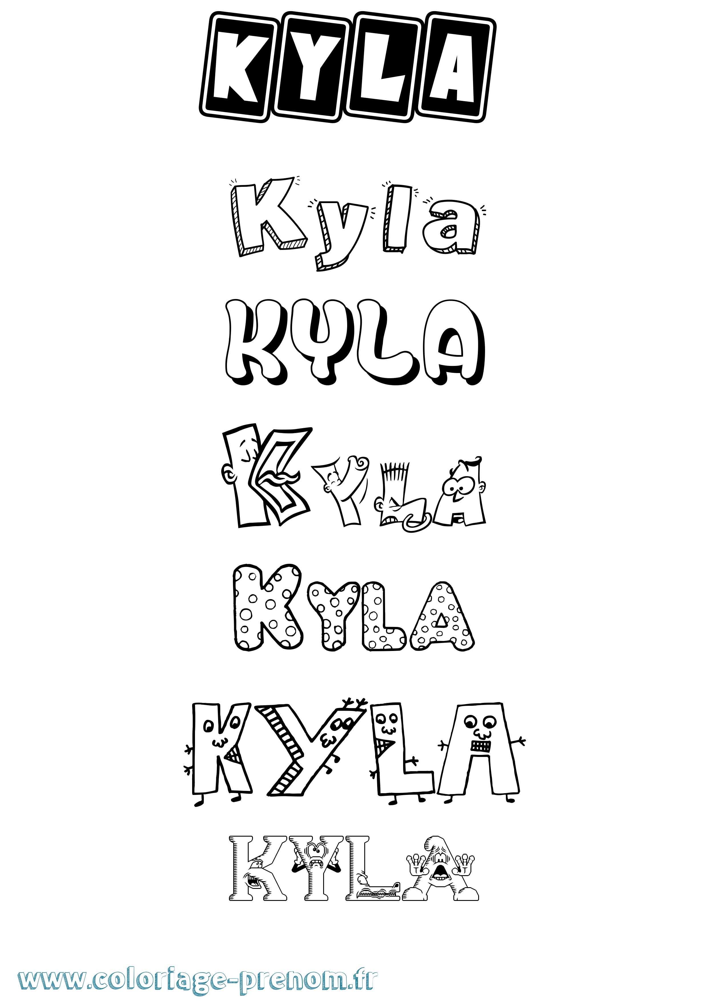 Coloriage prénom Kyla Fun