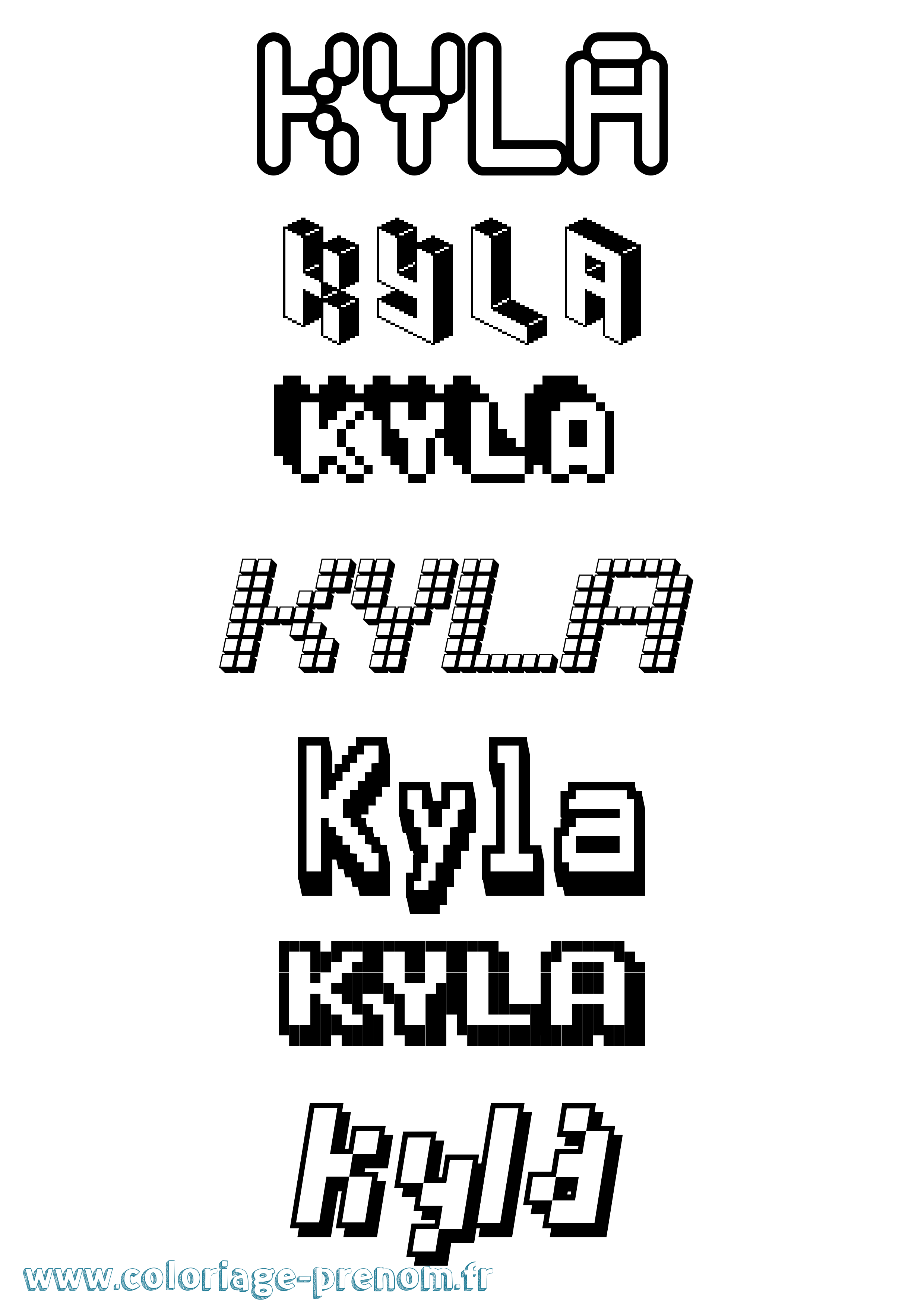 Coloriage prénom Kyla Pixel
