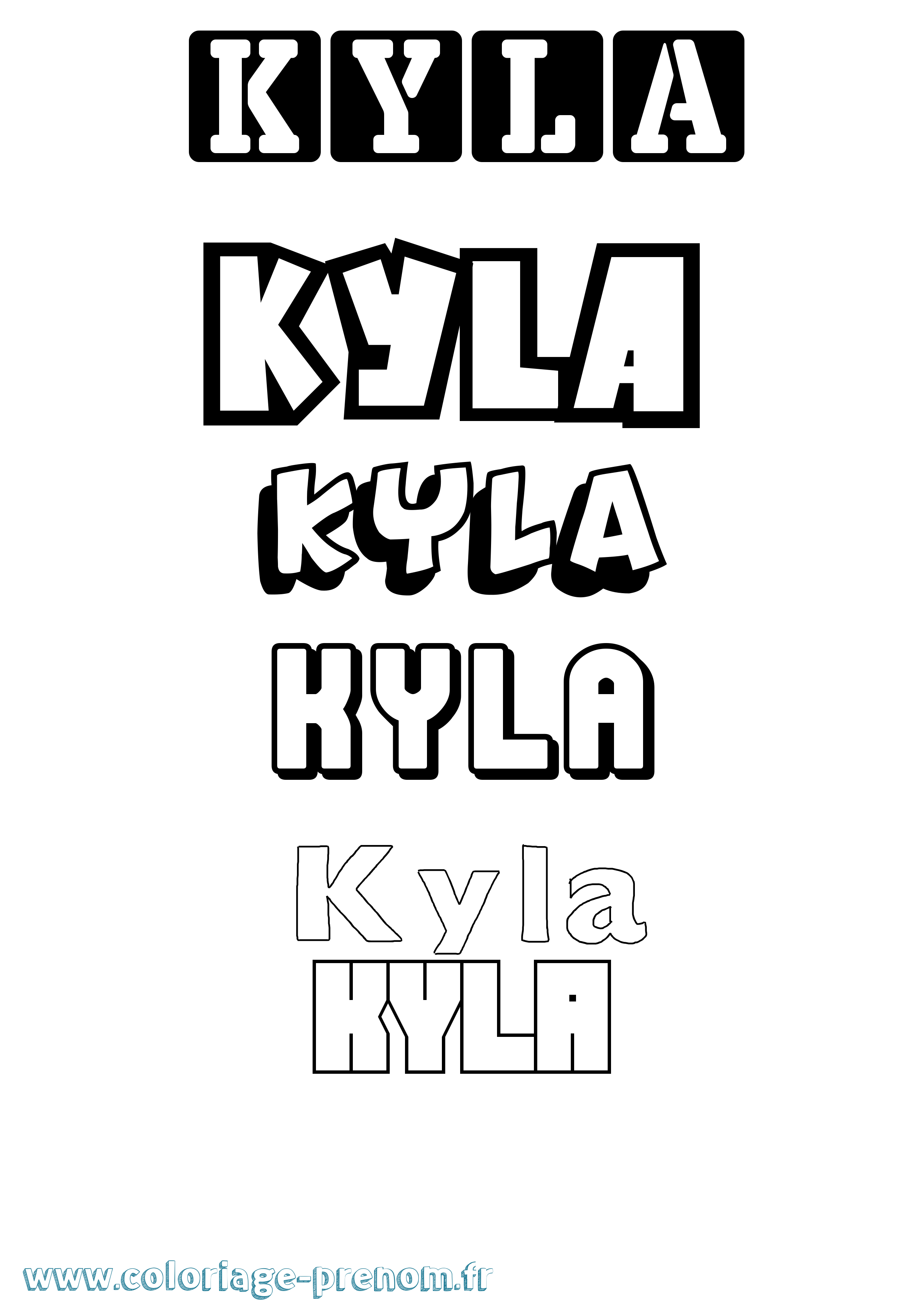 Coloriage prénom Kyla Simple
