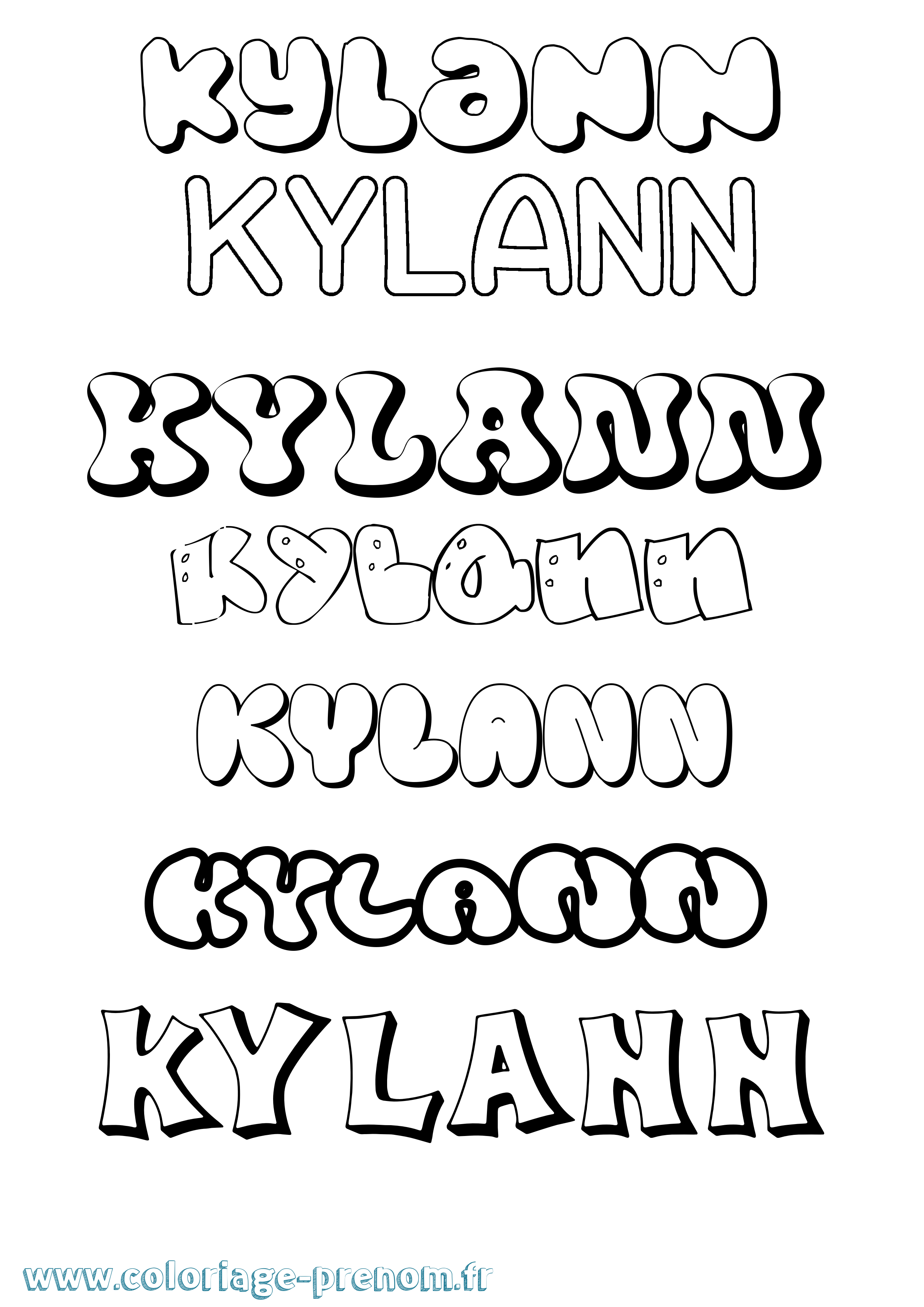 Coloriage prénom Kylann Bubble
