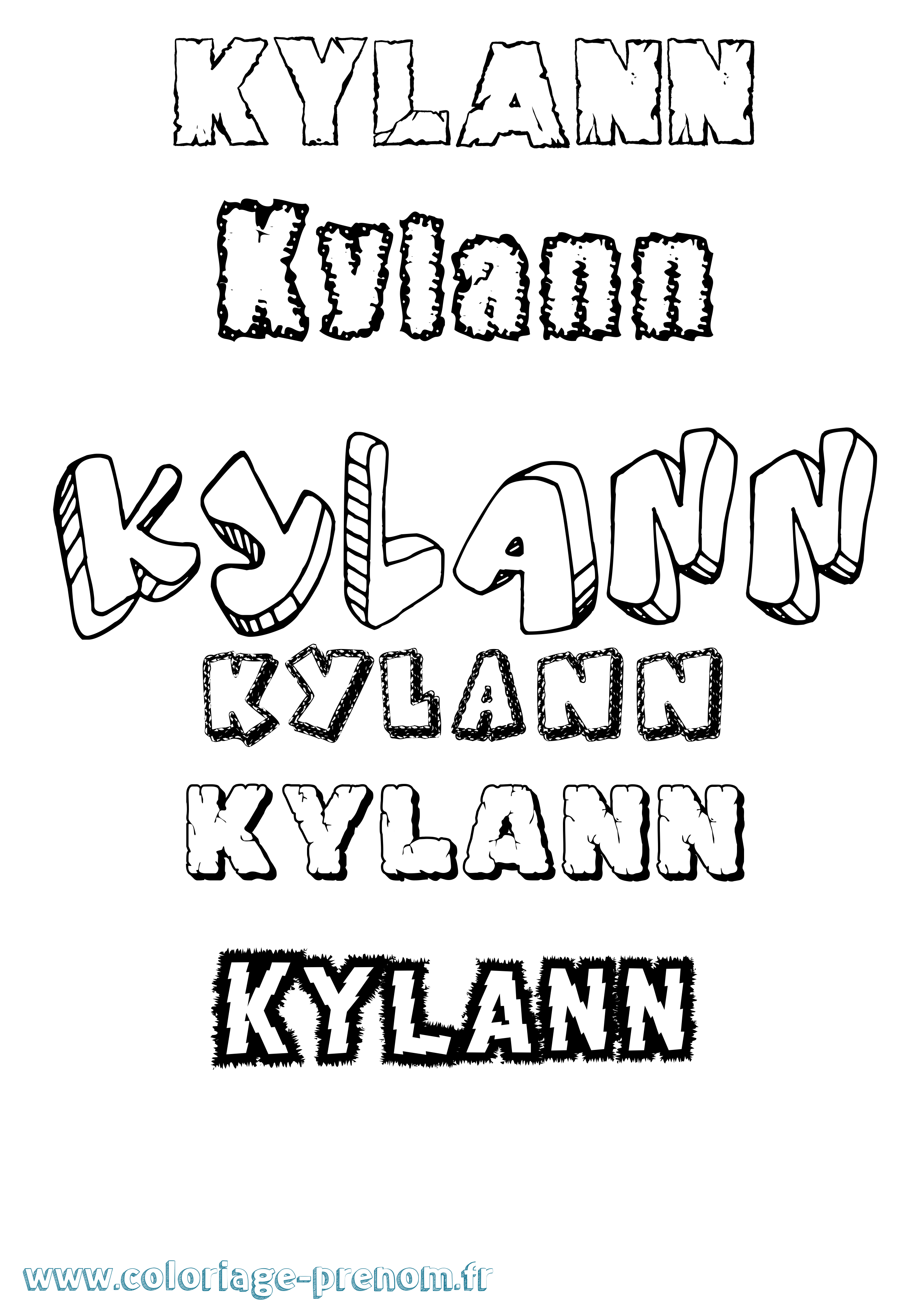 Coloriage prénom Kylann Destructuré