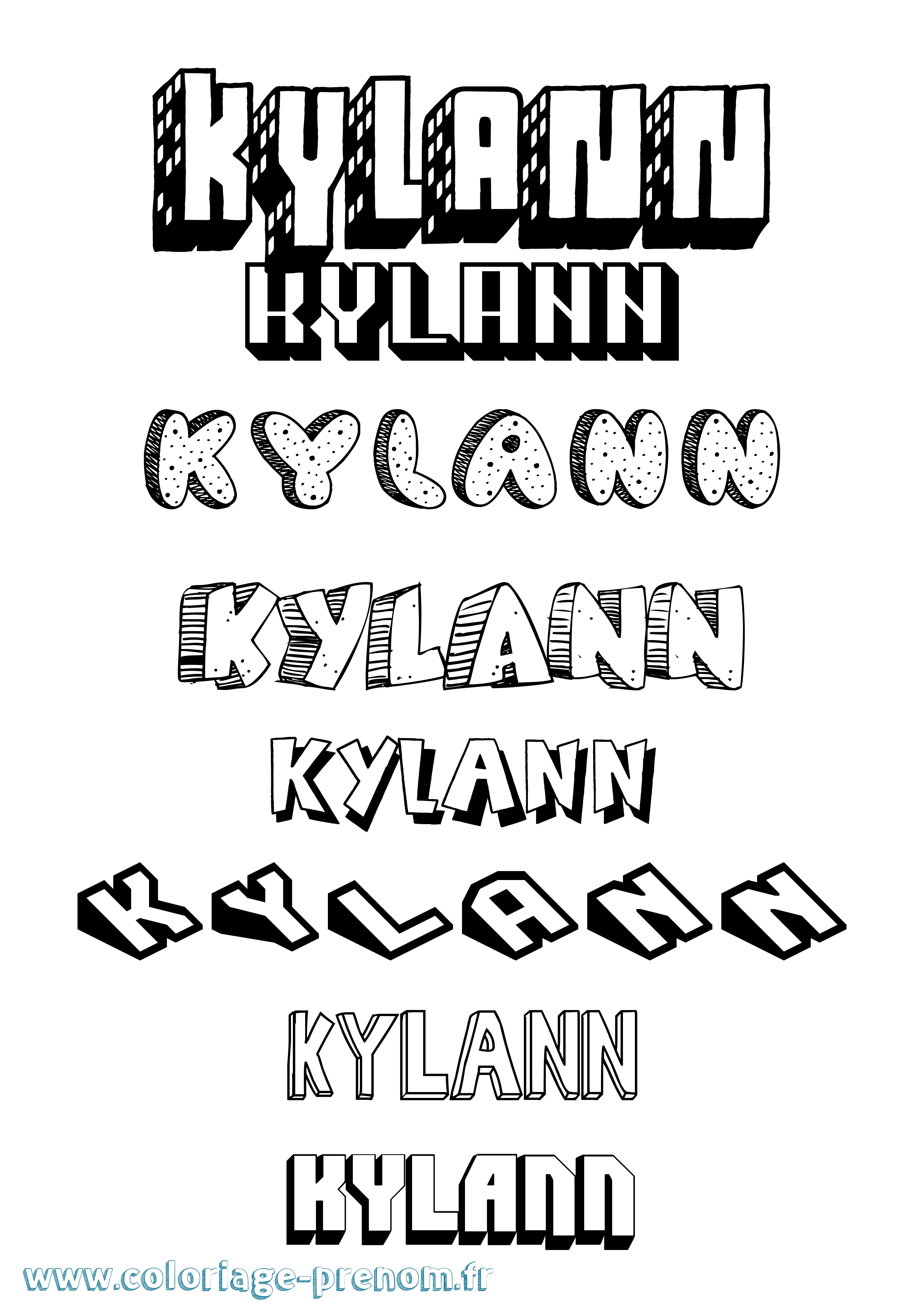 Coloriage prénom Kylann Effet 3D