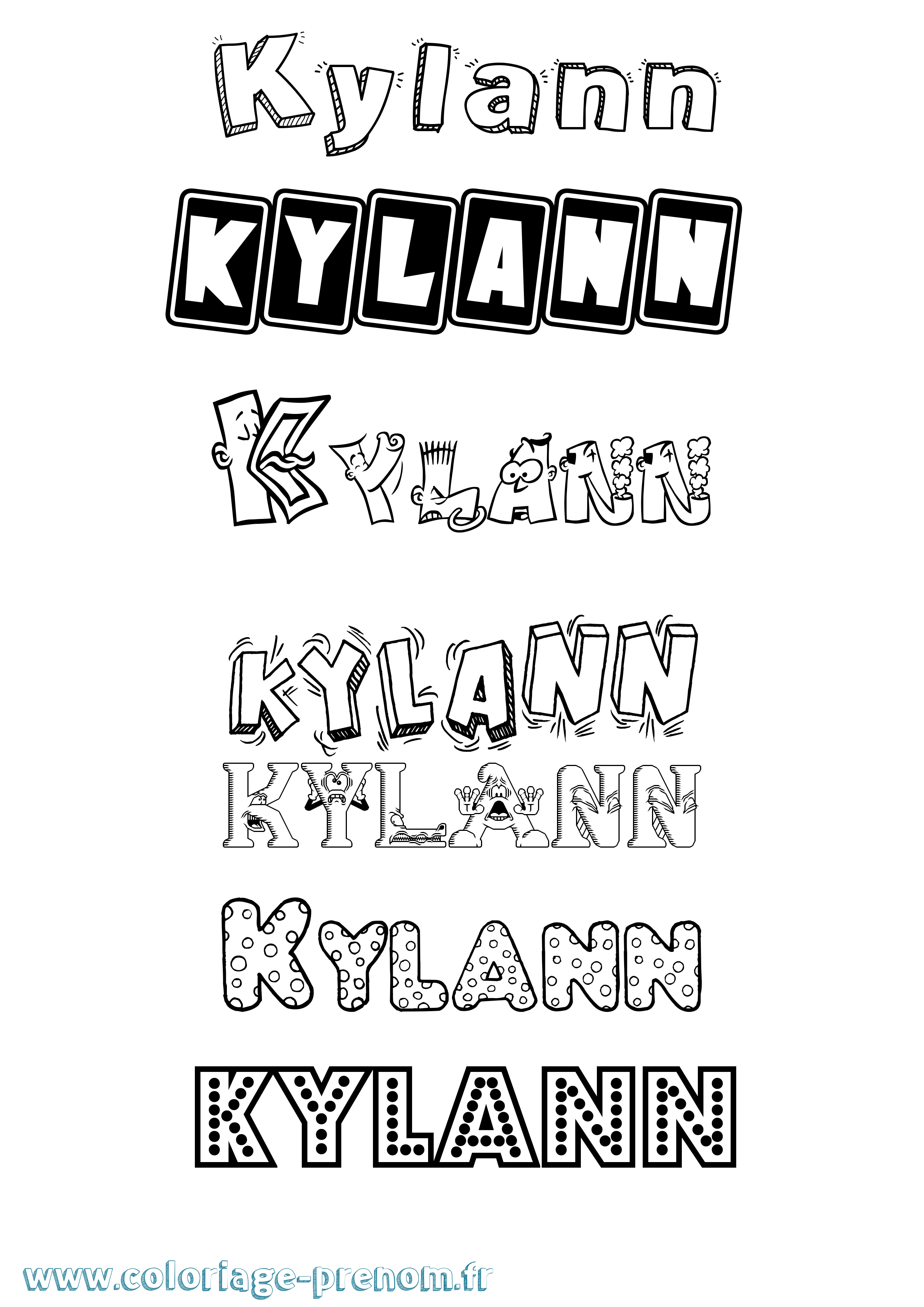 Coloriage prénom Kylann Fun