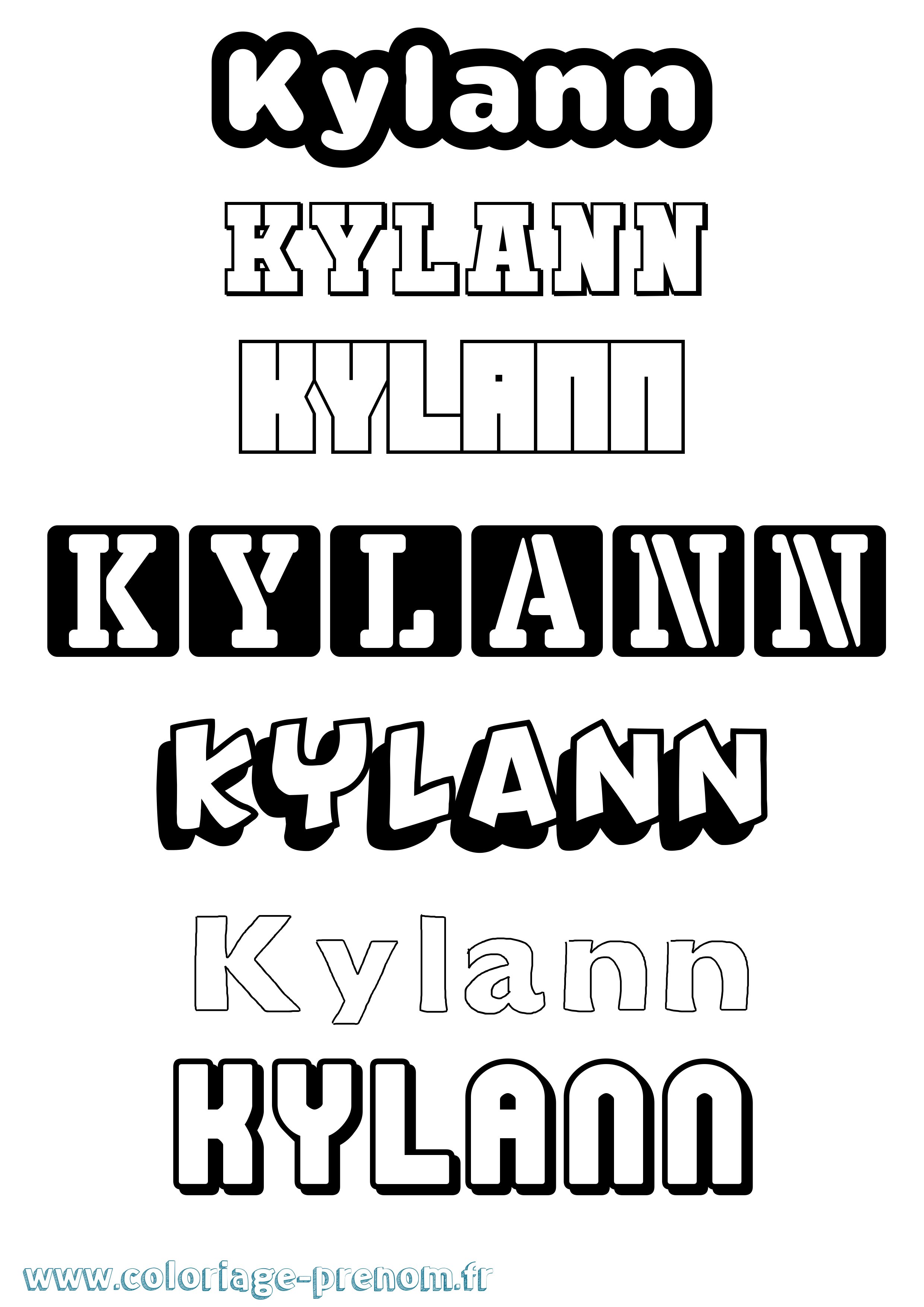 Coloriage prénom Kylann Simple