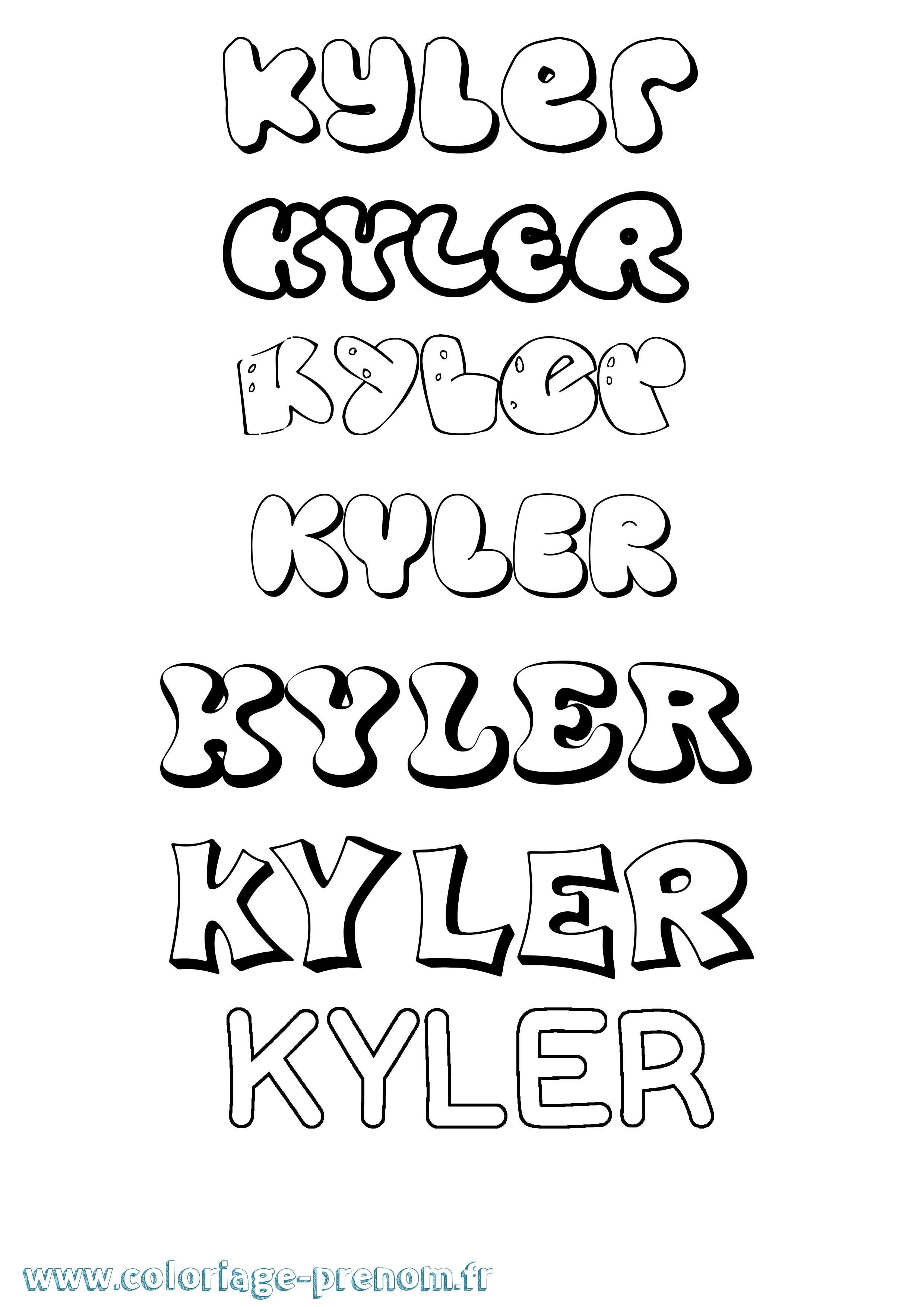 Coloriage prénom Kyler Bubble