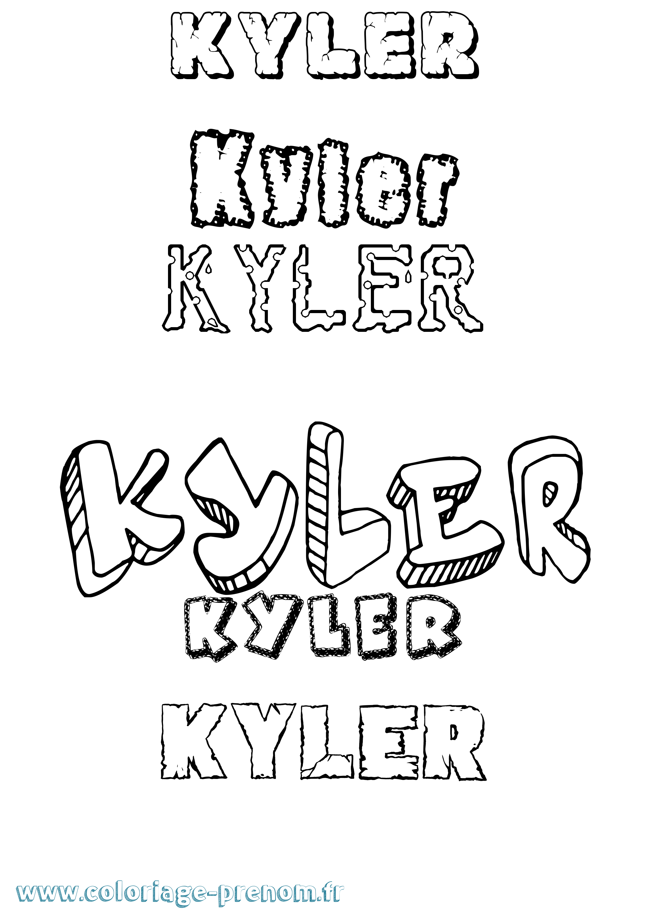 Coloriage prénom Kyler Destructuré