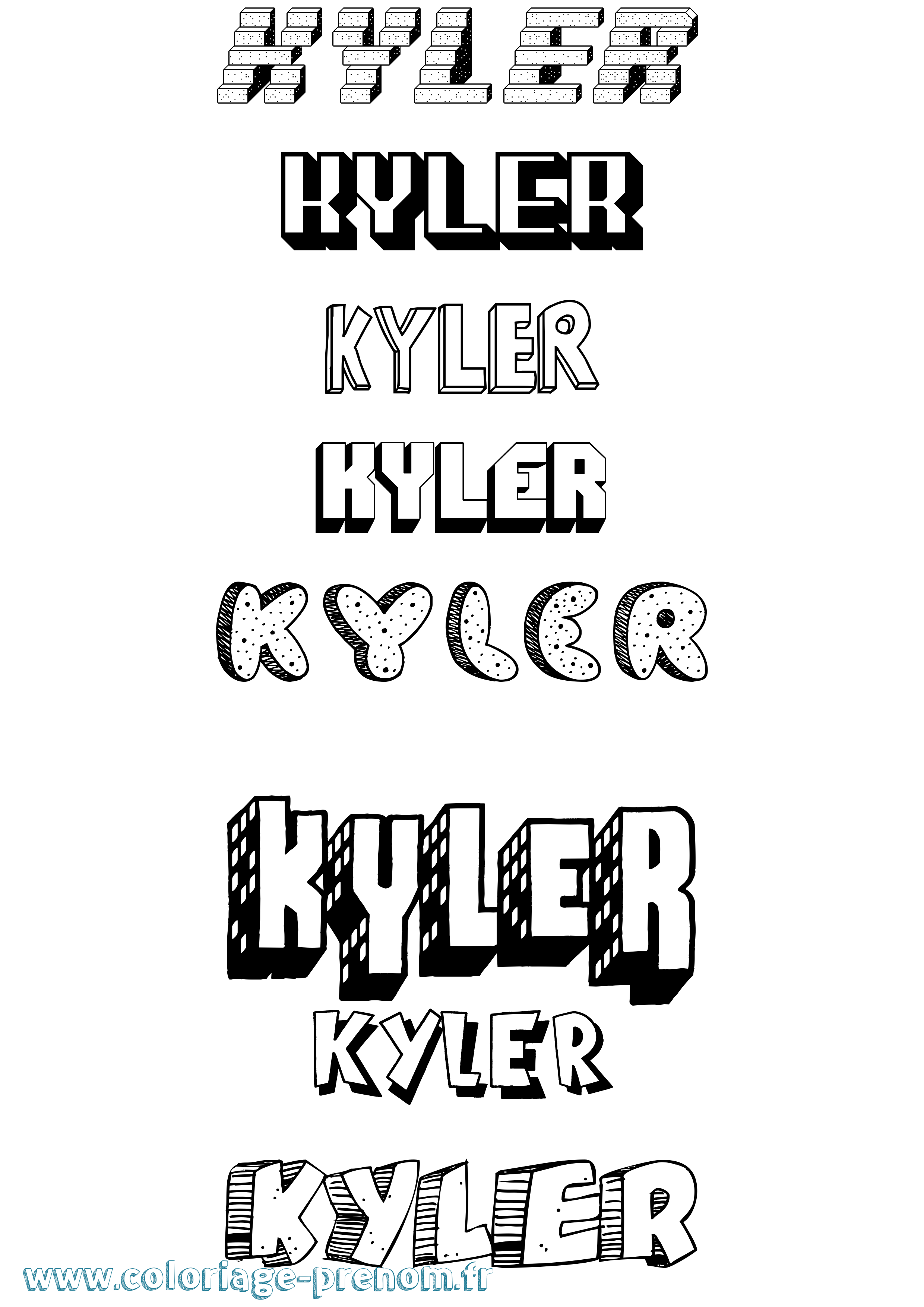 Coloriage prénom Kyler Effet 3D