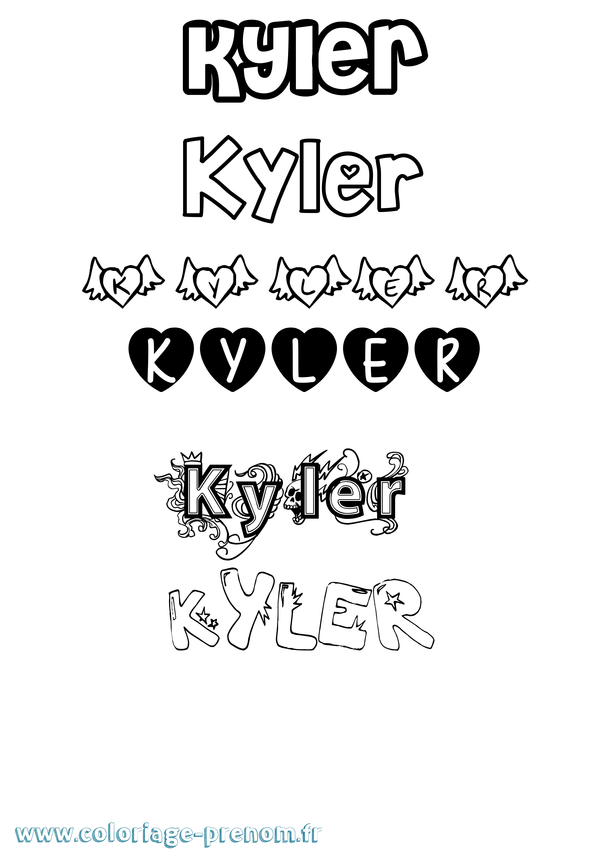 Coloriage prénom Kyler Girly