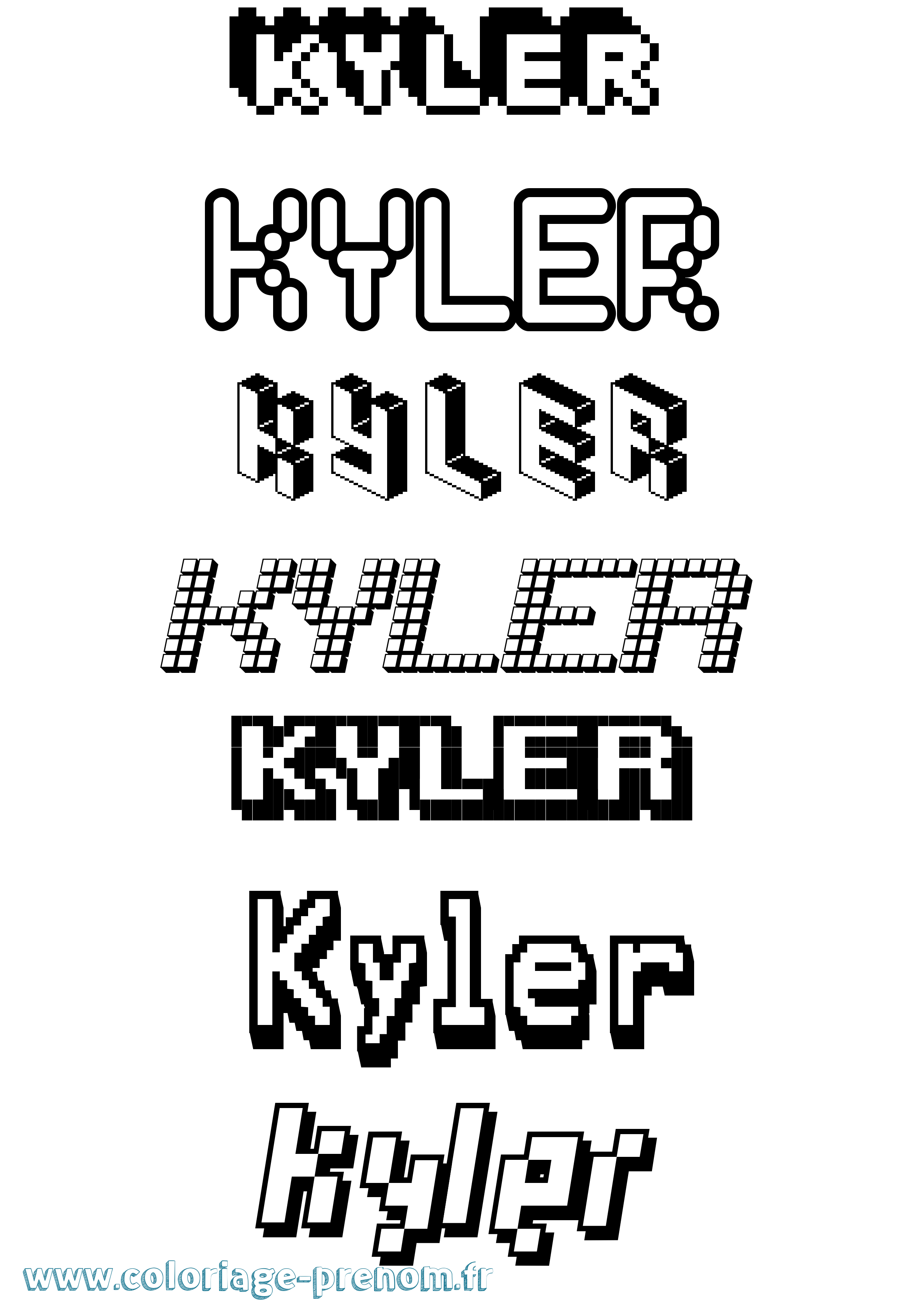 Coloriage prénom Kyler Pixel
