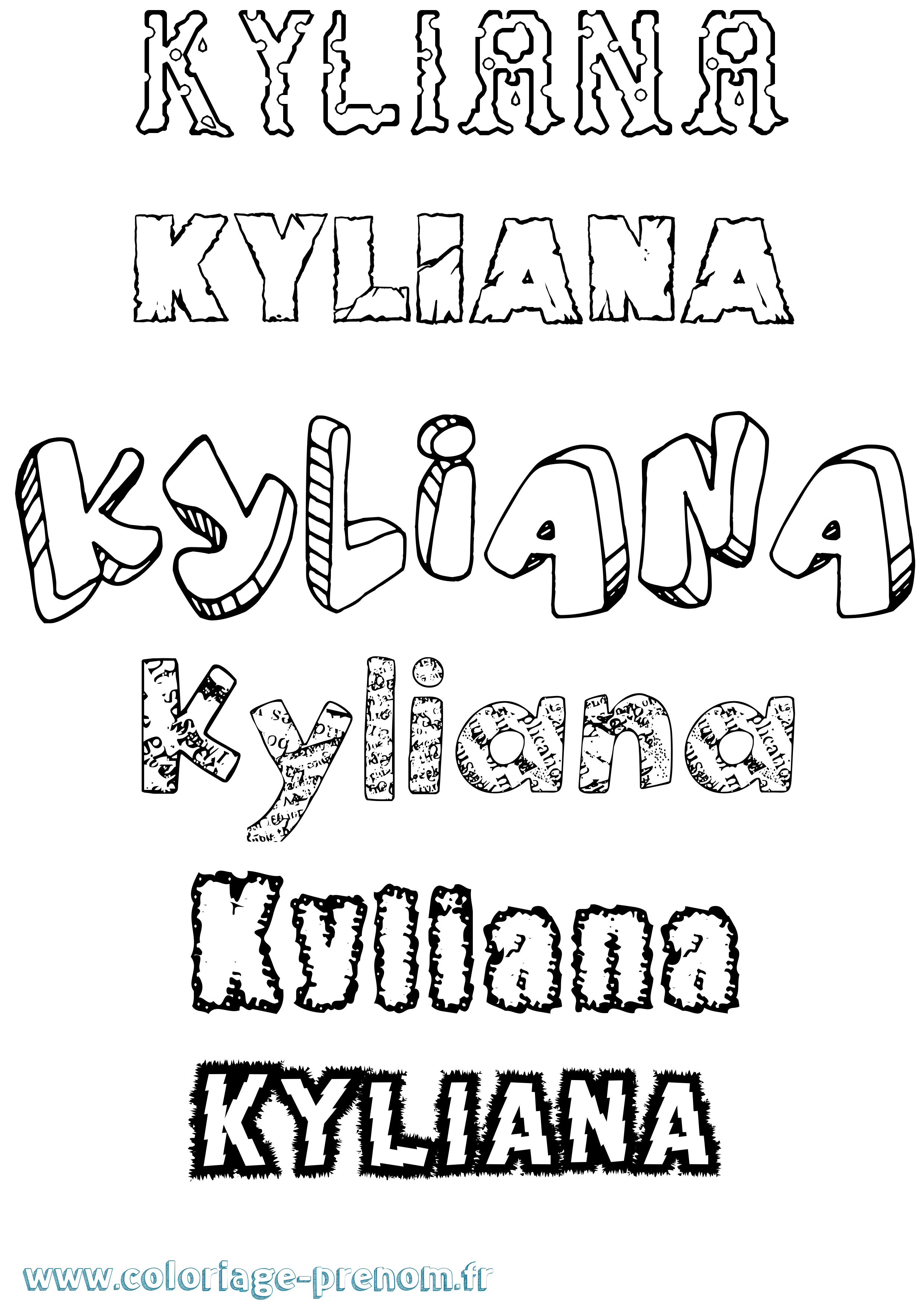 Coloriage prénom Kyliana Destructuré