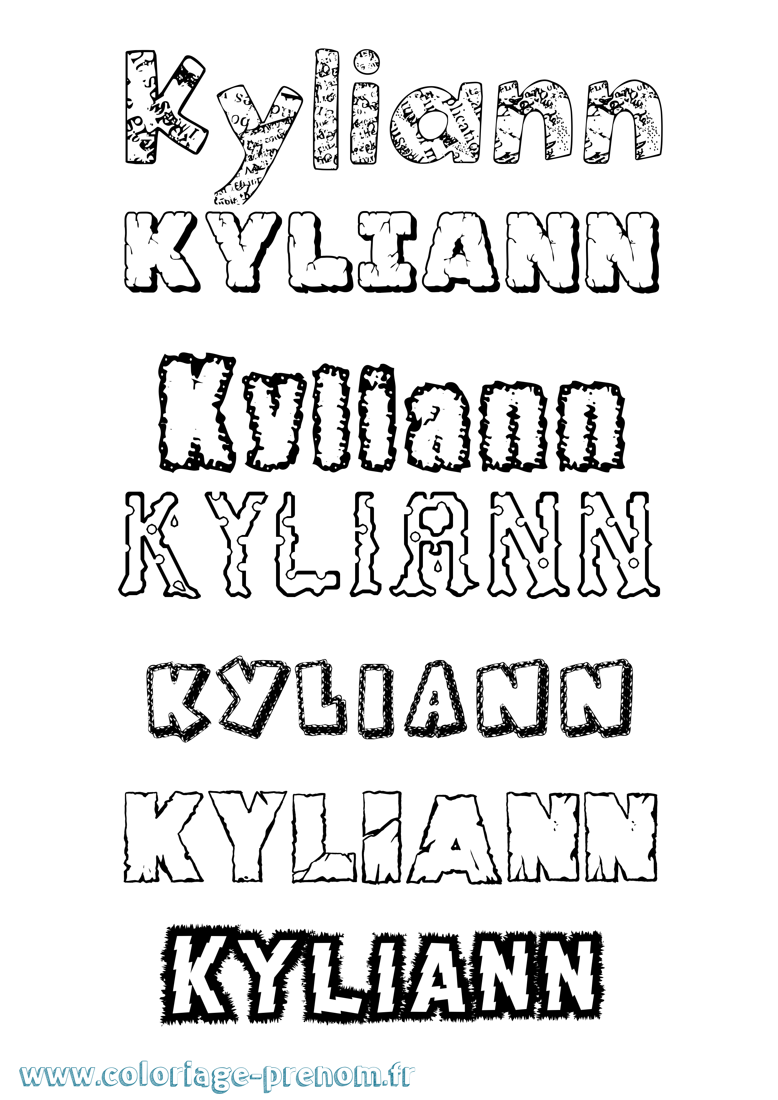 Coloriage prénom Kyliann Destructuré