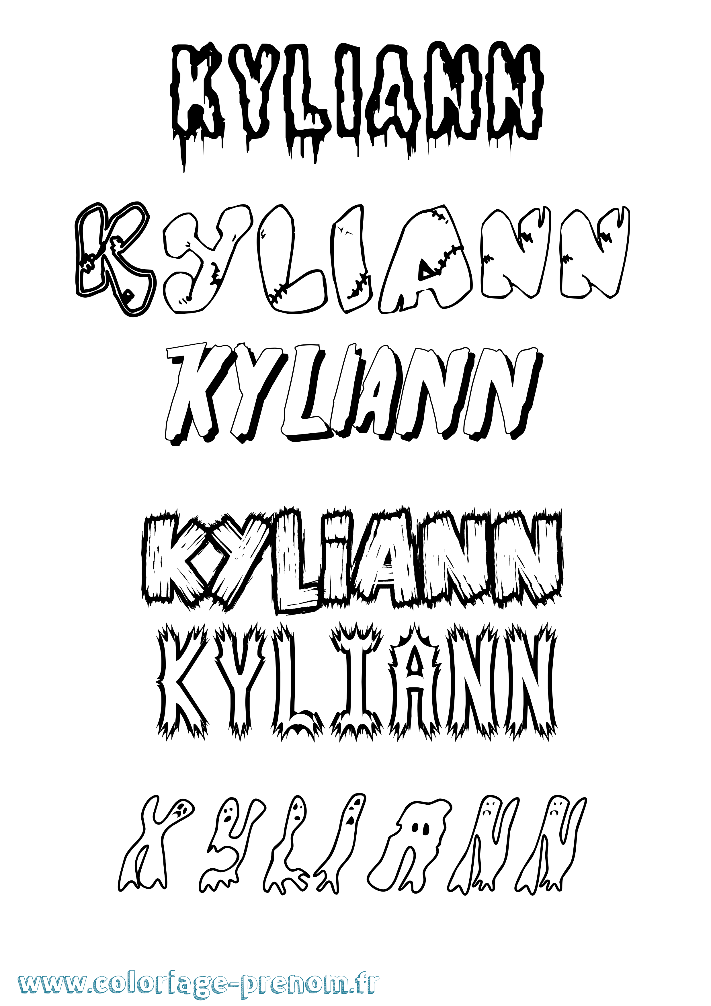 Coloriage prénom Kyliann Frisson