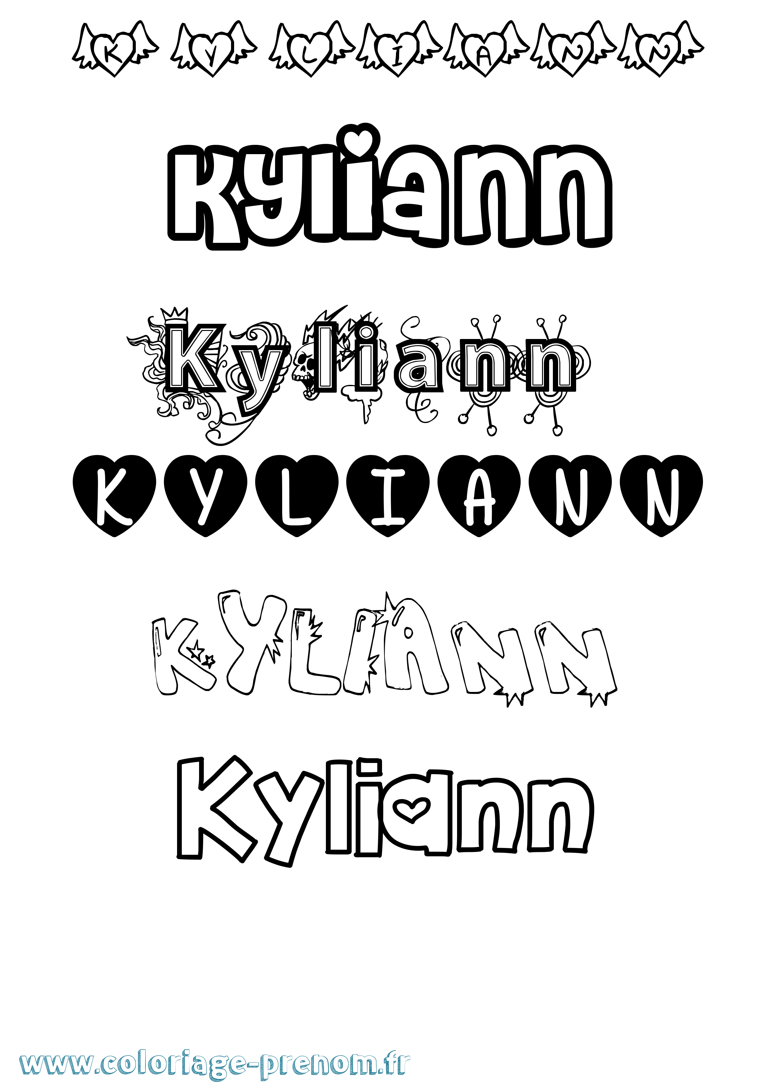 Coloriage prénom Kyliann Girly